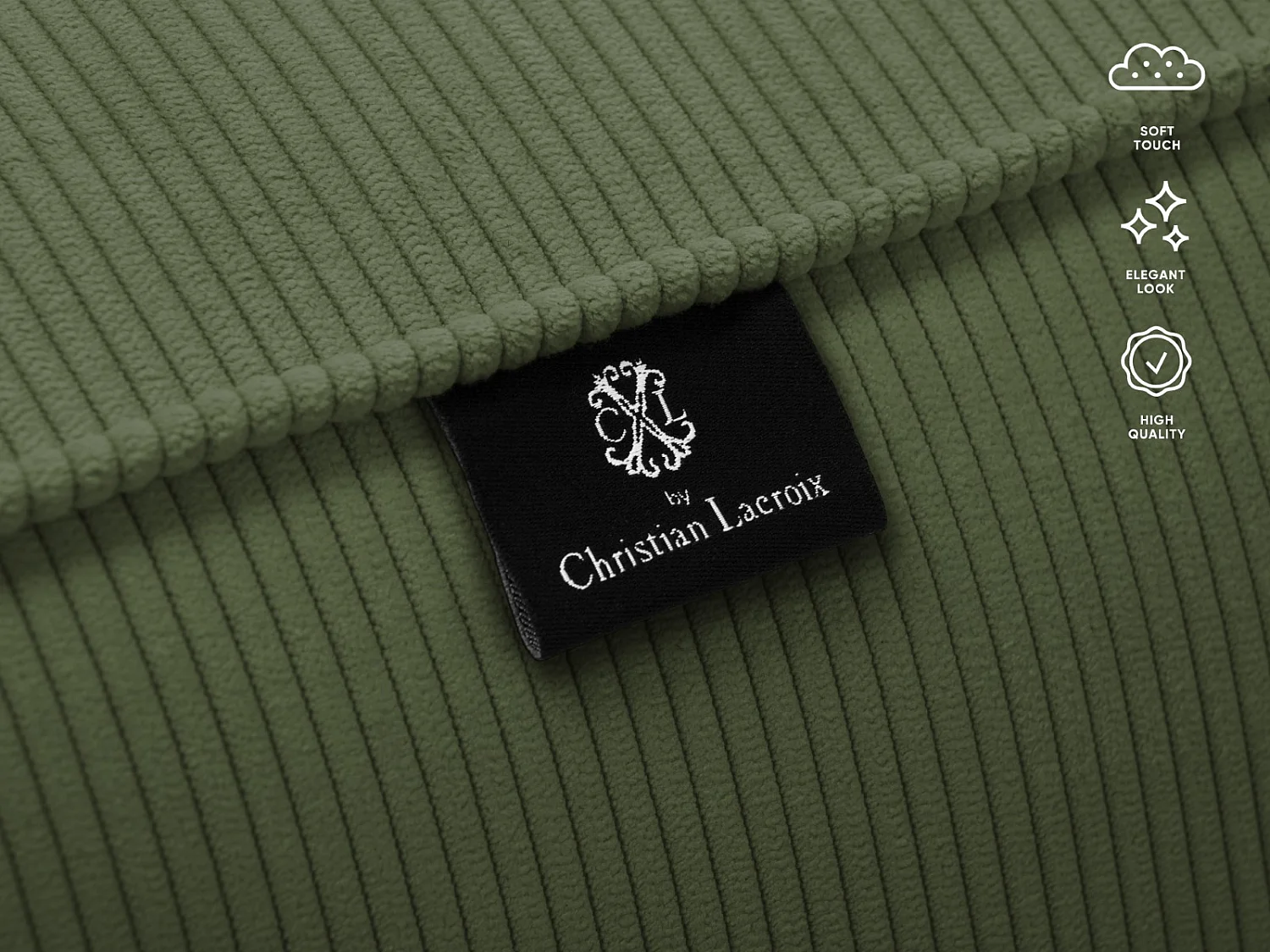 CXL by Christian Lacroix - Sofá "Tendance" 4 lugares em veludo cotelê verde - 262x122x72cm