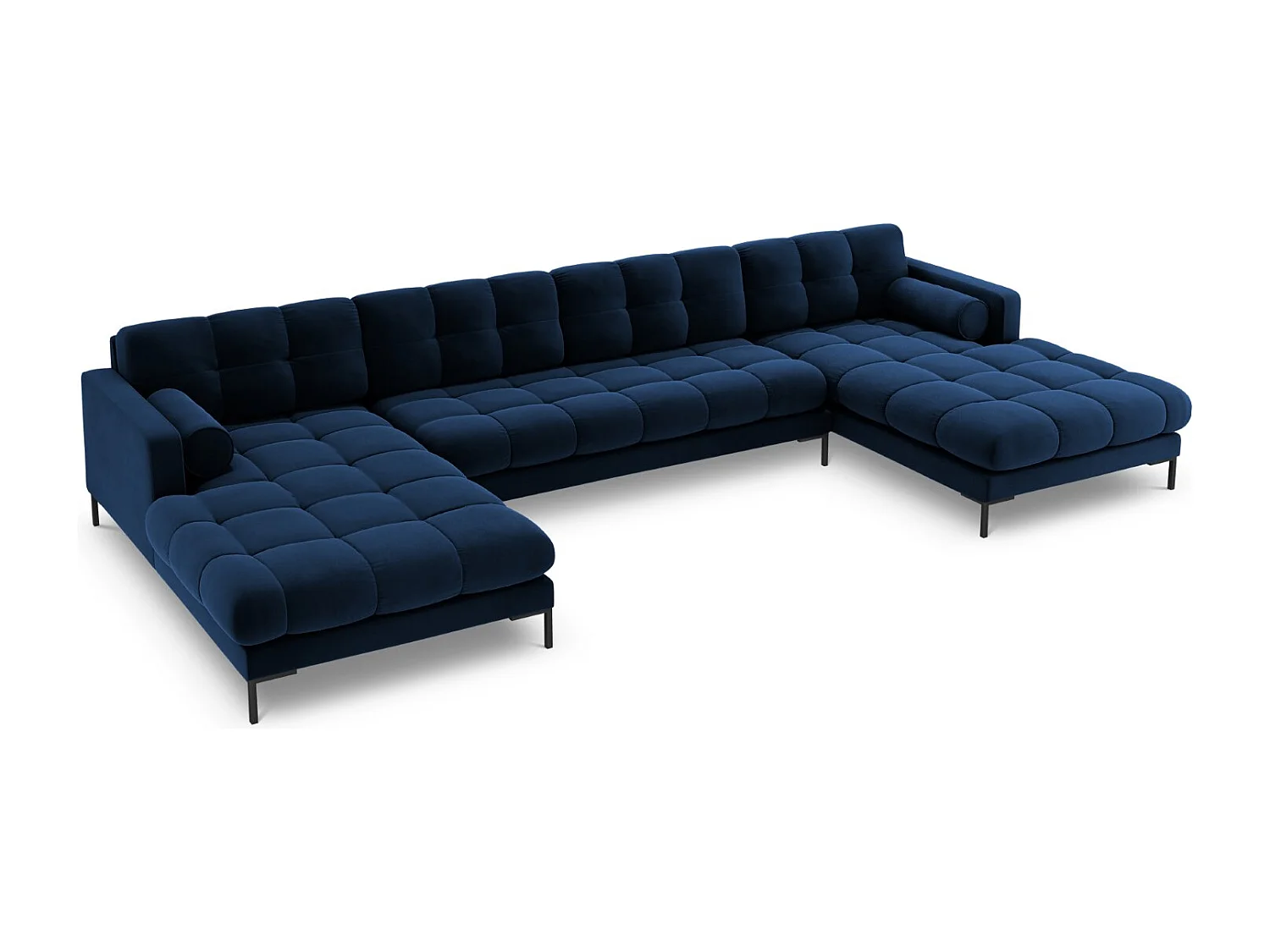 Cosmopolitan Design - Sofa panoramiczna, "Bali" 7 miejsc welur, błękit królewski - 383x185x75cm