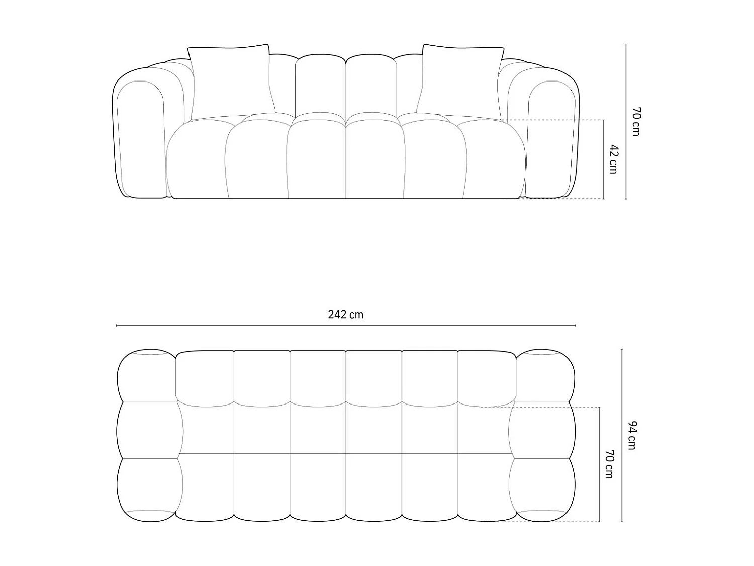 CXL by Christian Lacroix - Sofa, "Clotilde" 3 miejsca tkanina strukturalna, szary jasny - 242x94x70cm