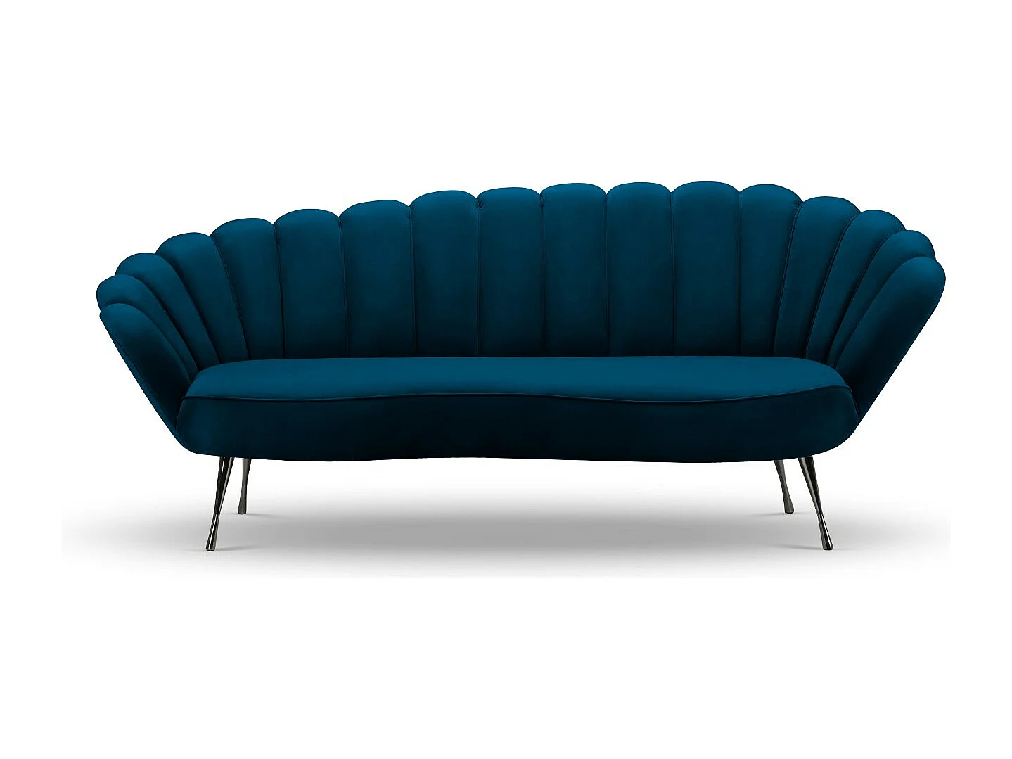 Cosmopolitan Design - Canapé "Kingston" 3 places en velours bleu marine - 224x95x85cm