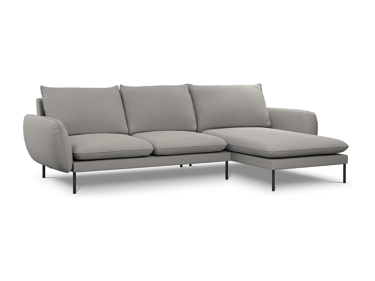 Cosmopolitan Design - Narożnik prawy, "Vienna" 5 miejsc boucle, szary - 255x170x95cm