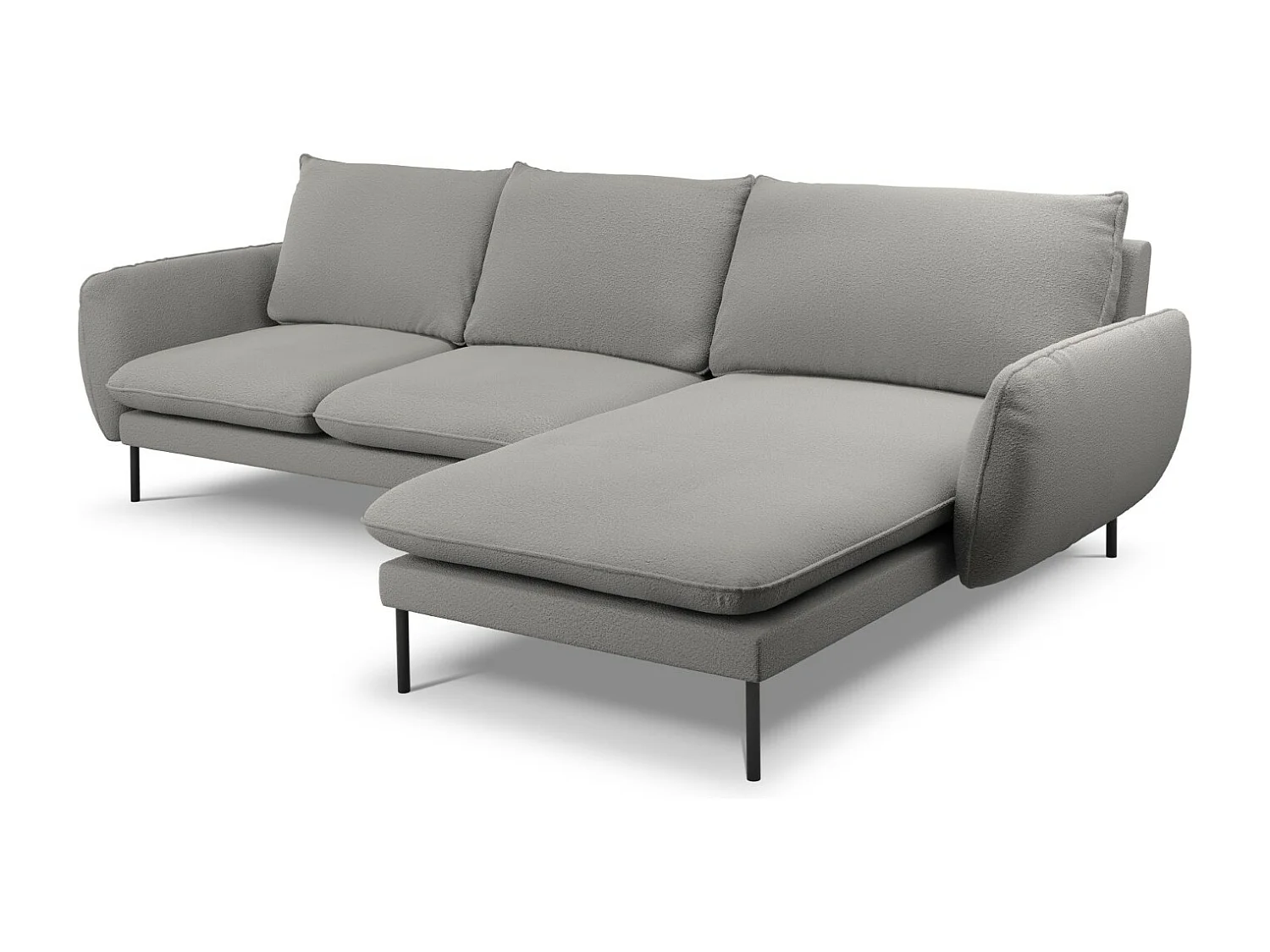 Cosmopolitan Design - Narożnik prawy, "Vienna" 5 miejsc boucle, szary - 255x170x95cm