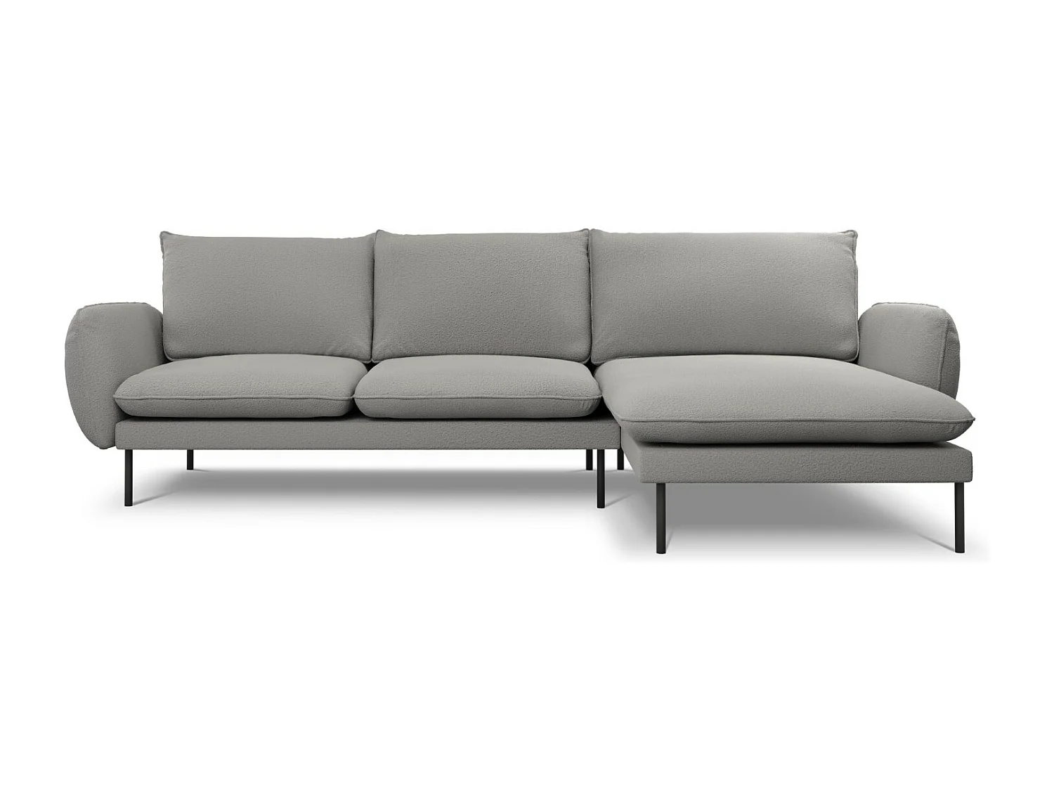 Cosmopolitan Design - Canapé d'angle droit "Vienna" 5 places en bouclé gris - 255x170x95cm