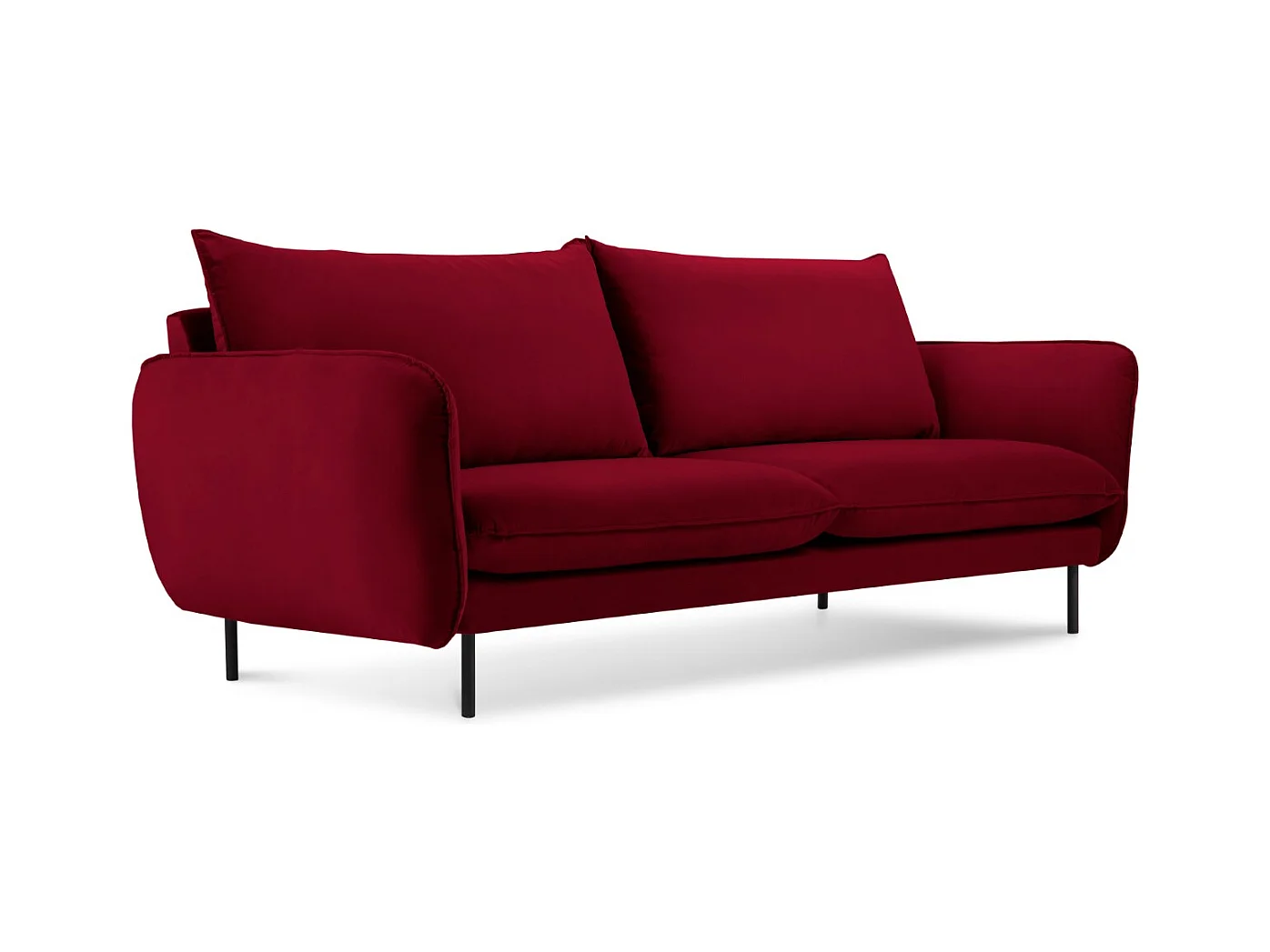Cosmopolitan Design - Canapé "Vienna" 2 places en velours rouge - 160x92x95cm