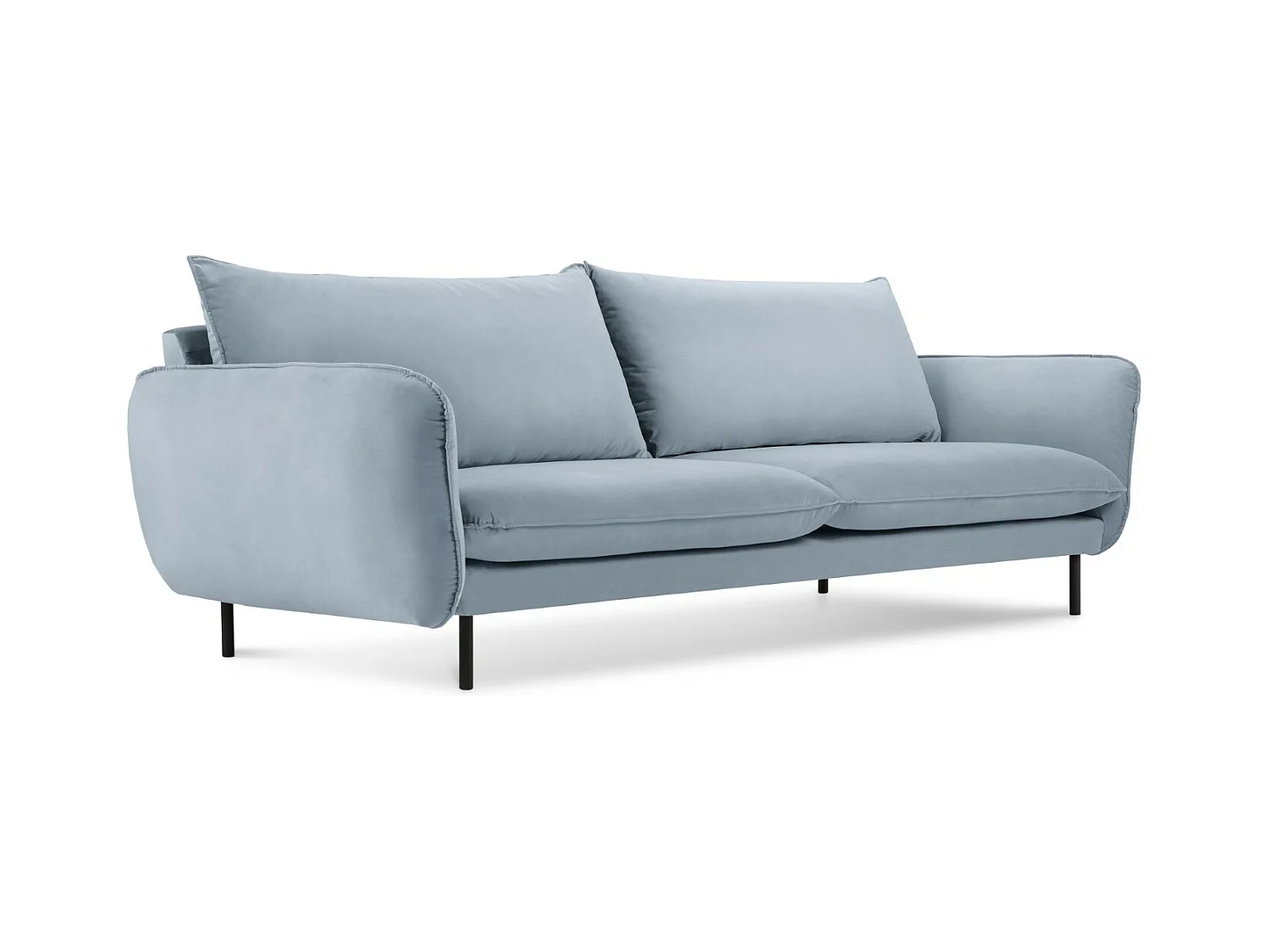 Cosmopolitan Design - Canapé "Vienna" 4 places en velours bleu clair - 230x92x95cm