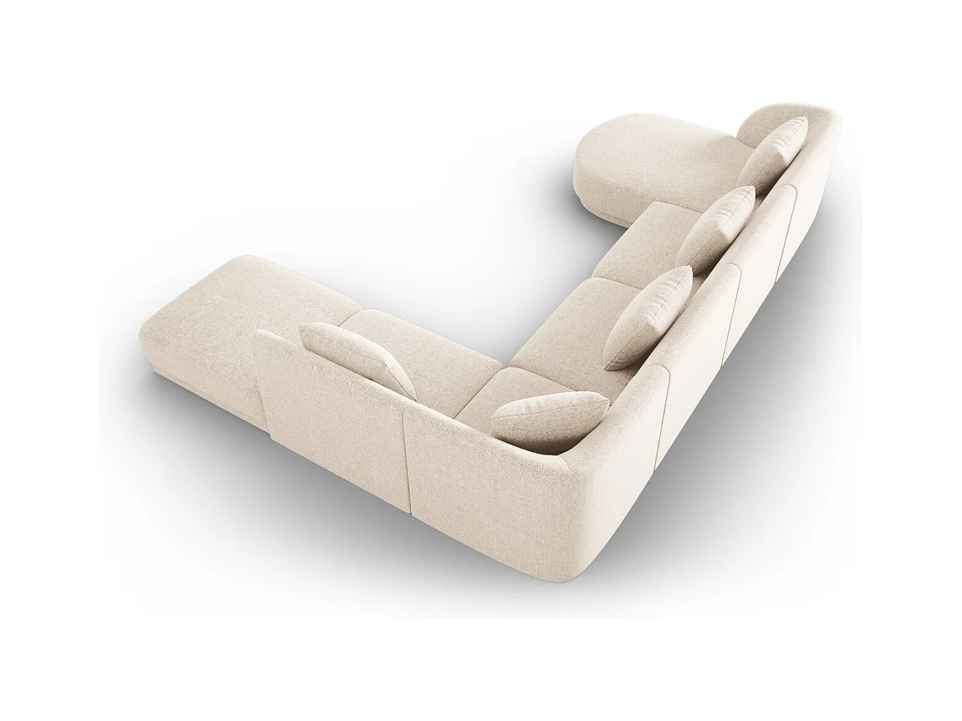 Cosmopolitan Design - Panoramische hoekbank rechts "Tulum" 6 zitplaatsen, Chenille, Lichtbeige - 330x255x70cm