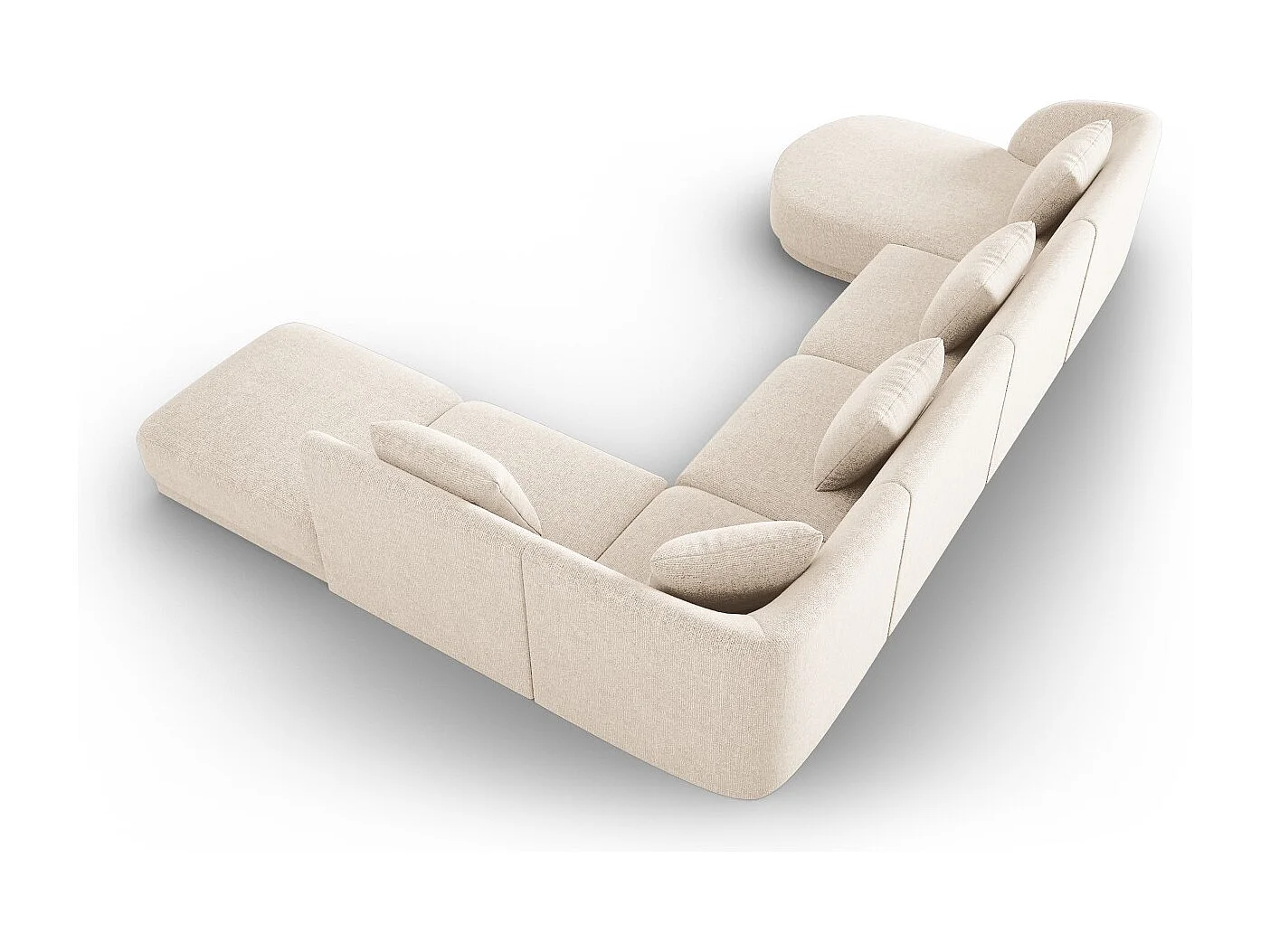 Cosmopolitan Design - Canapé d'angle droit panoramique "Tulum" 6 places en chenille beige clair - 330x255x70cm