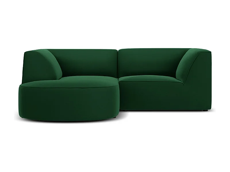 CXL by Christian Lacroix - Canapé d'angle gauche "Charles" 3 places en velours vert - 186x180x69cm