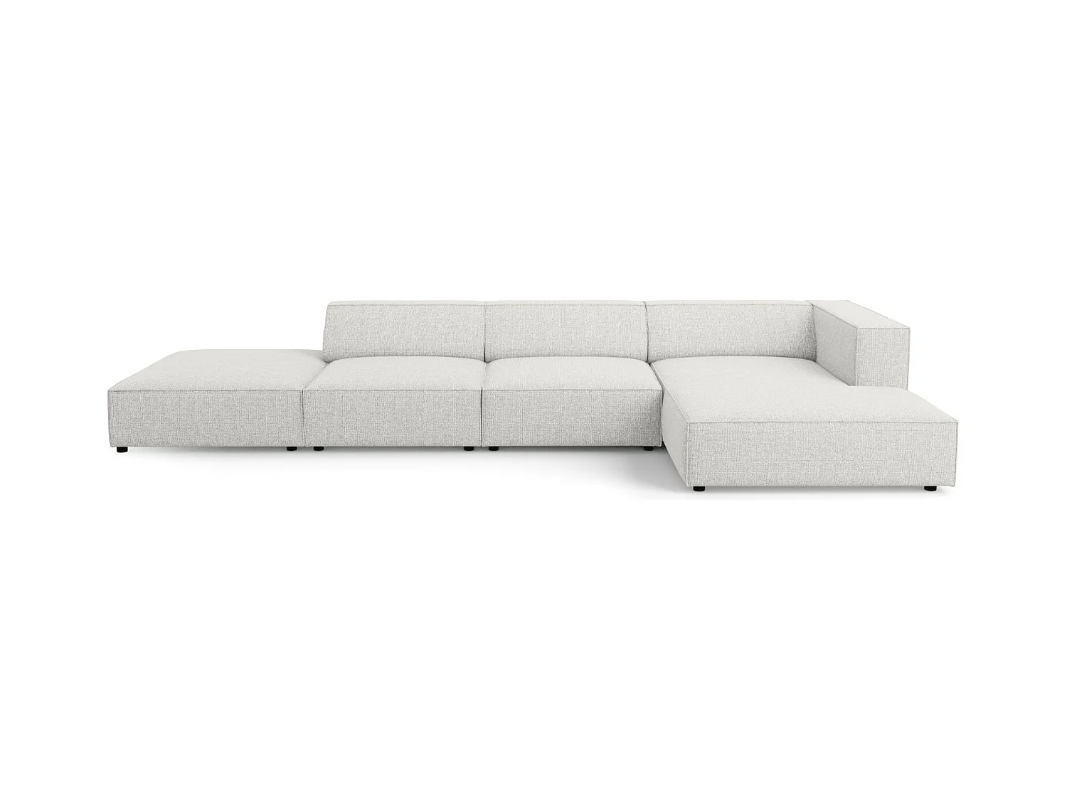 Cosmopolitan Design - Rechter hoekbank "Arendal" 5 zitplaatsen, Chenille, Lichtgrijs - 341x166x70cm