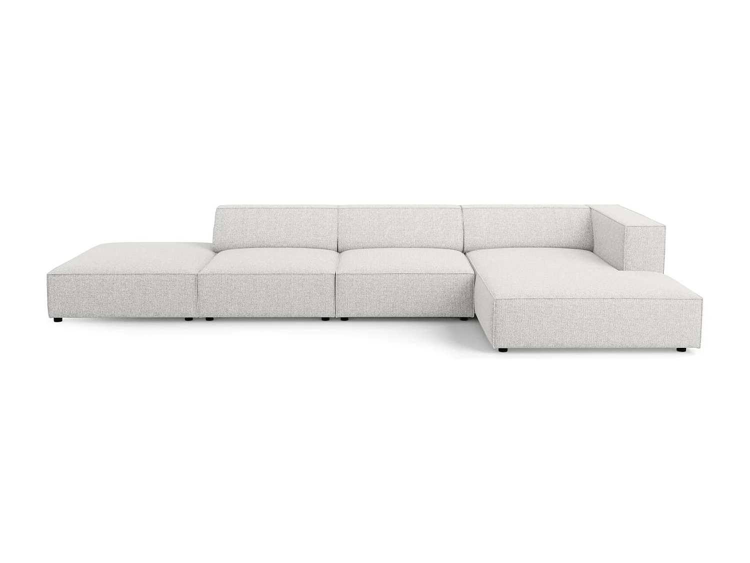 Cosmopolitan Design - Sofá de canto direito "Arendal" 5 lugares em tecido chenille cinza claro - 341x166x70cm