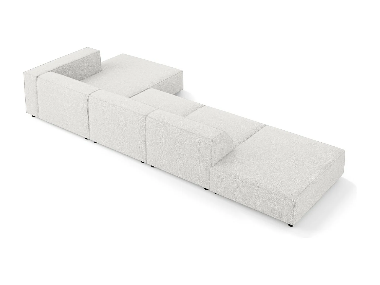 Cosmopolitan Design - Sofá de canto direito "Arendal" 5 lugares em tecido chenille cinza claro - 341x166x70cm