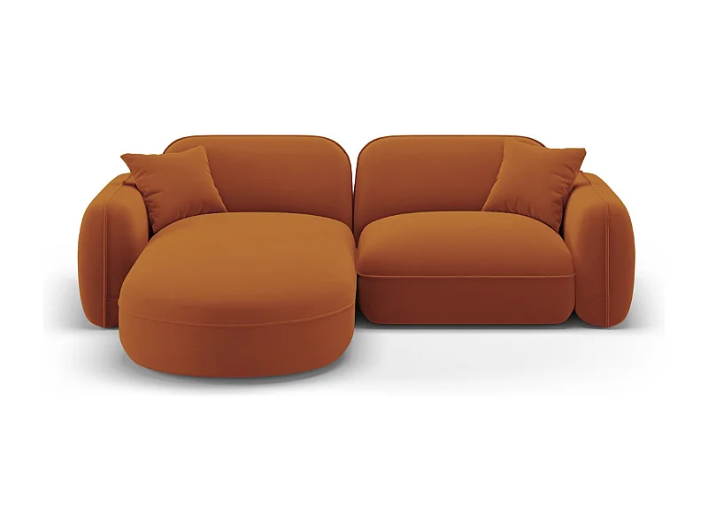 CXL by Christian Lacroix - Modulaire hoekbank links "Lucien" 3 zitplaatsen, Flueel, Terracotta - 230x165x70cm