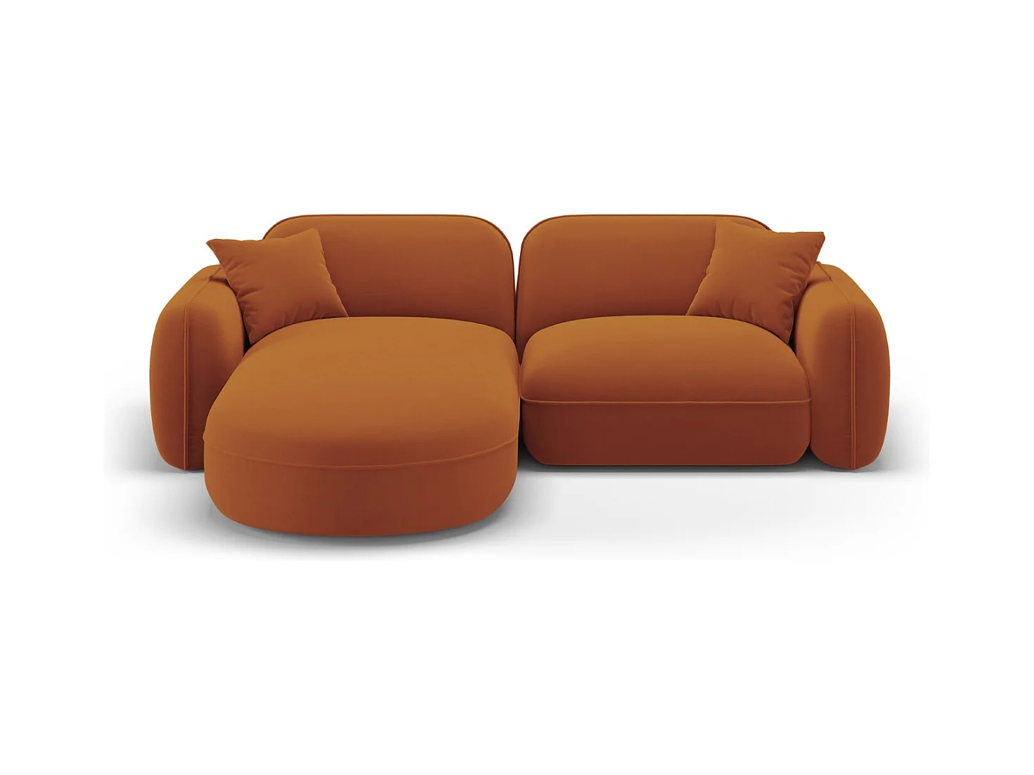 CXL by Christian Lacroix - Modulaire hoekbank links "Lucien" 3 zitplaatsen, Flueel, Terracotta - 230x165x70cm