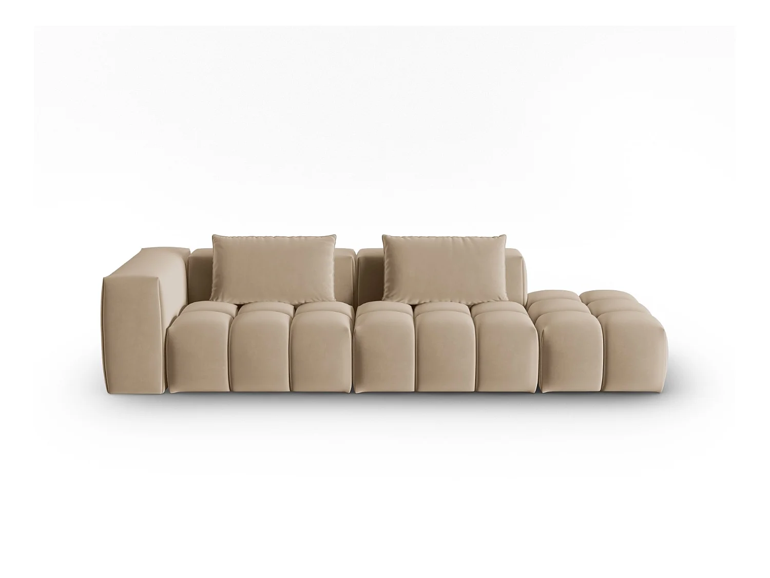 CXL by Christian Lacroix - Canapé modulable droit "Lorella" 3 places en velours le sable - 265x85x70cm