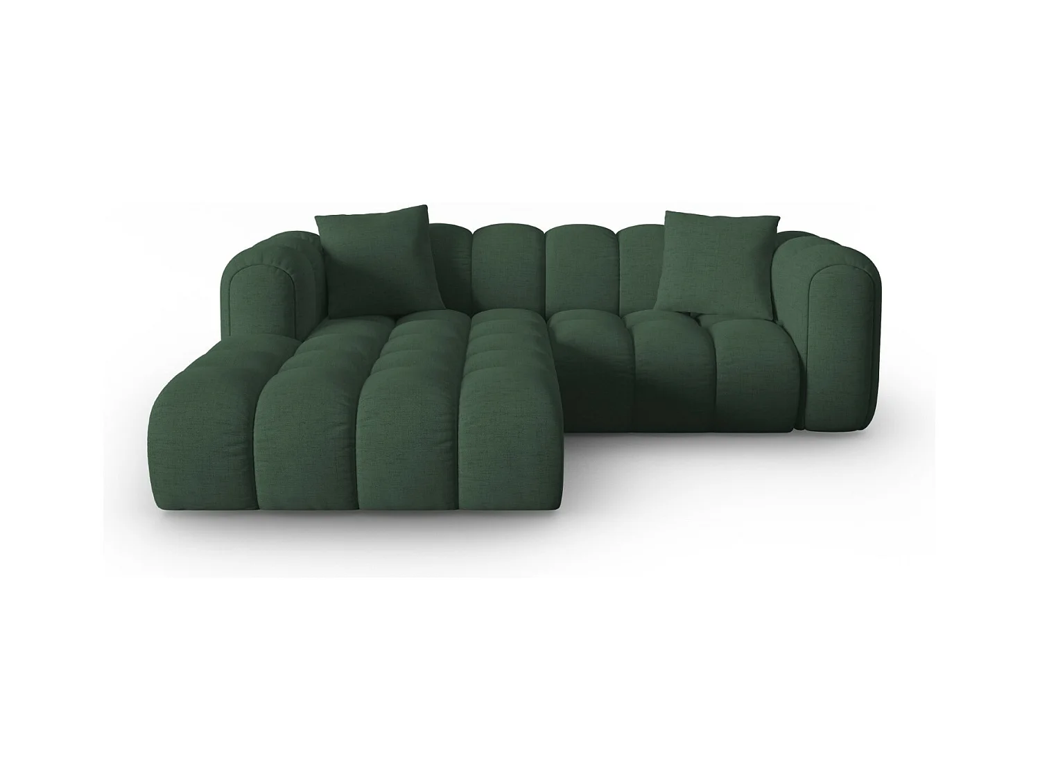 CXL by Christian Lacroix - Modulaire hoekbank links "Clotilde" 3 zitplaatsen, Structurele stof, Zeegroen - 187x190x70cm