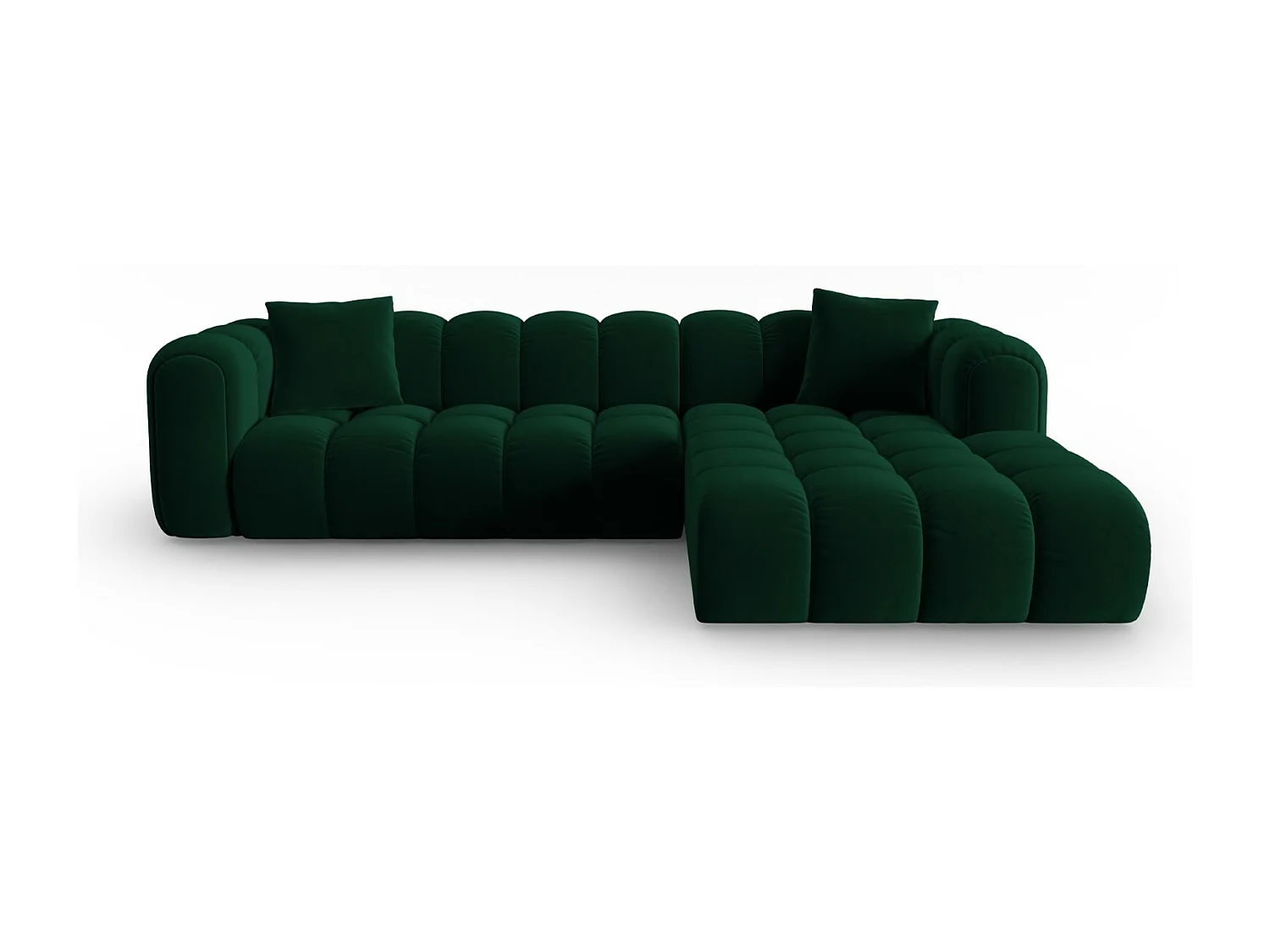 CXL by Christian Lacroix - Canapé d'angle droit modulable "Clotilde" 4 places en velours vert bouteille - 306x190x70cm