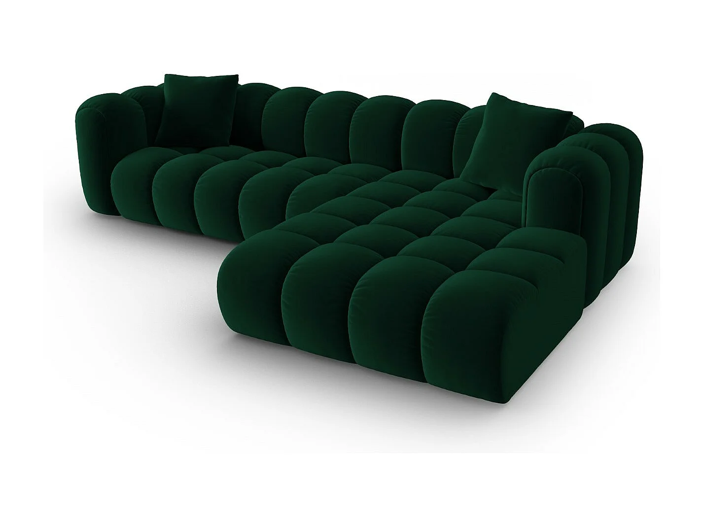 CXL by Christian Lacroix - Canapé d'angle droit modulable "Clotilde" 4 places en velours vert bouteille - 306x190x70cm