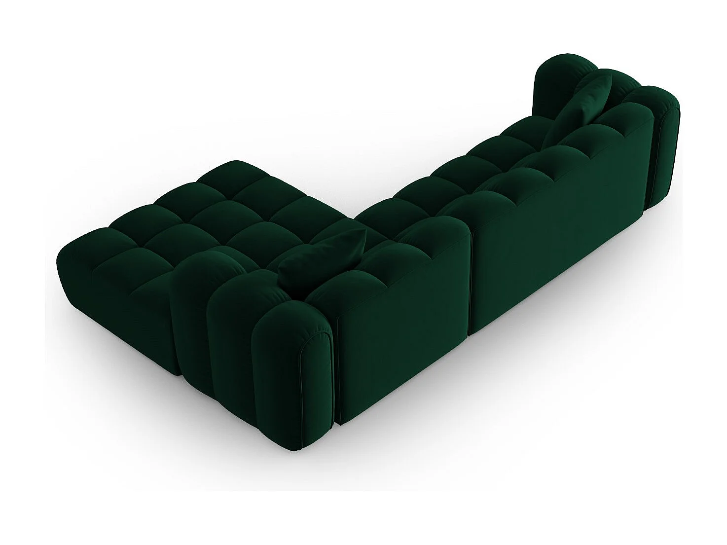 CXL by Christian Lacroix - Canapé d'angle droit modulable "Clotilde" 4 places en velours vert bouteille - 306x190x70cm