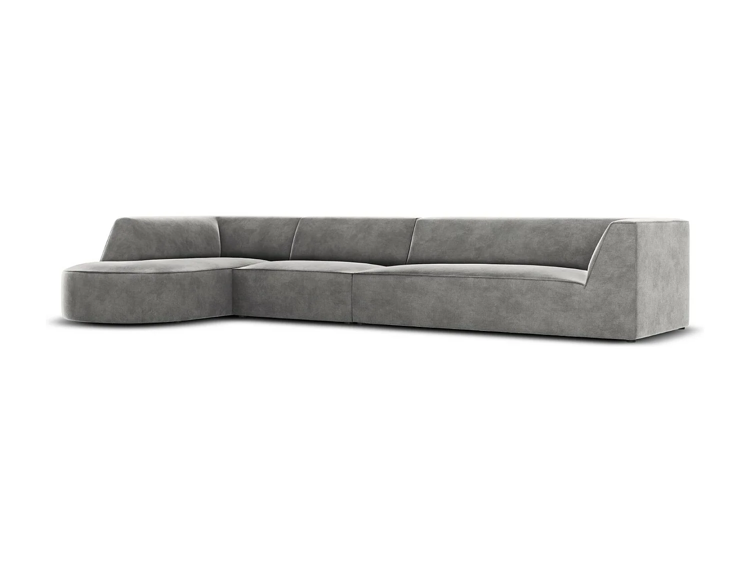 CXL by Christian Lacroix - Divano angolare sinistro "Charles" 5 posti in velluto grigio chiaro - 366x180x69cm