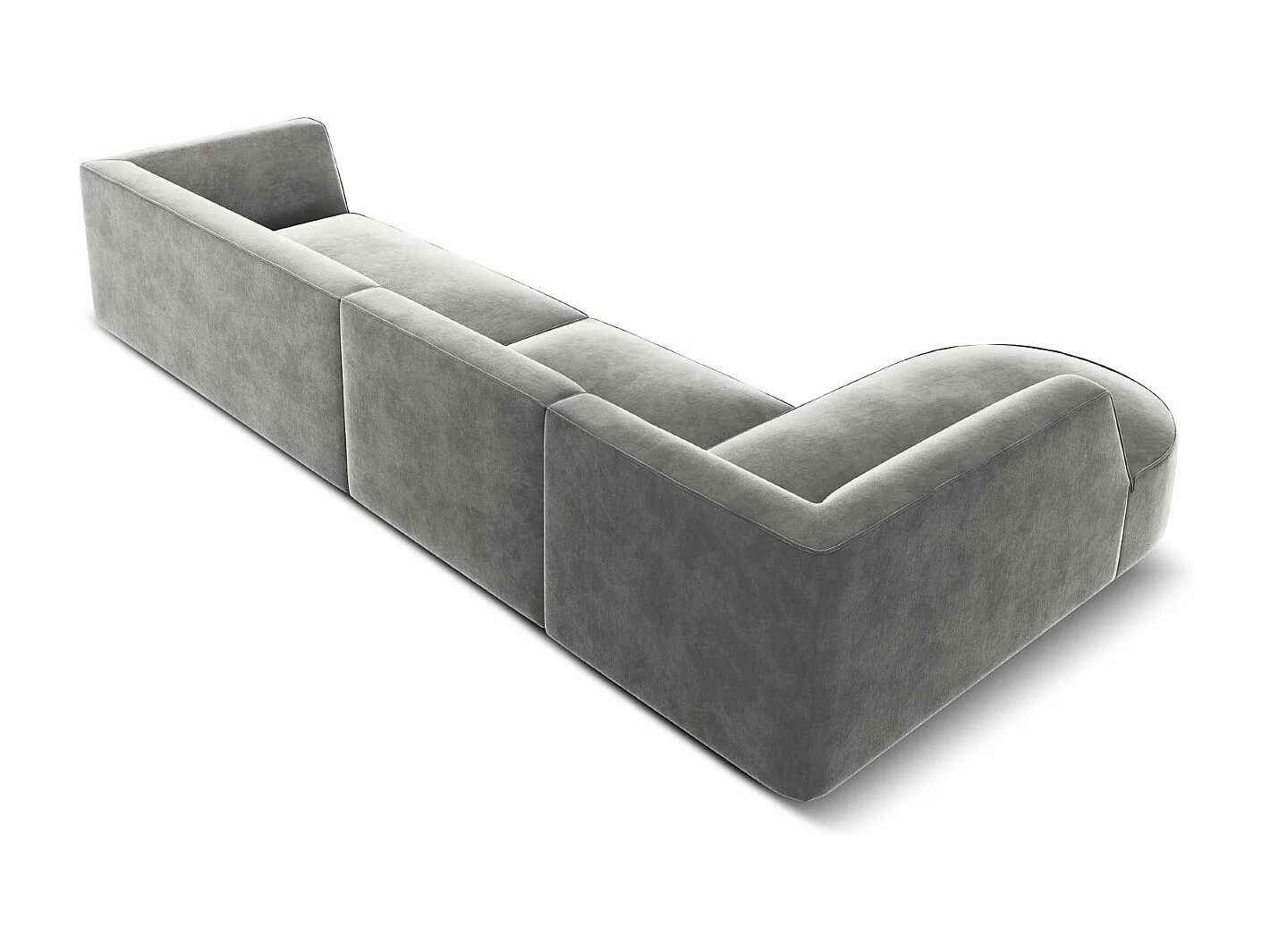 CXL by Christian Lacroix - Divano angolare sinistro "Charles" 5 posti in velluto grigio chiaro - 366x180x69cm