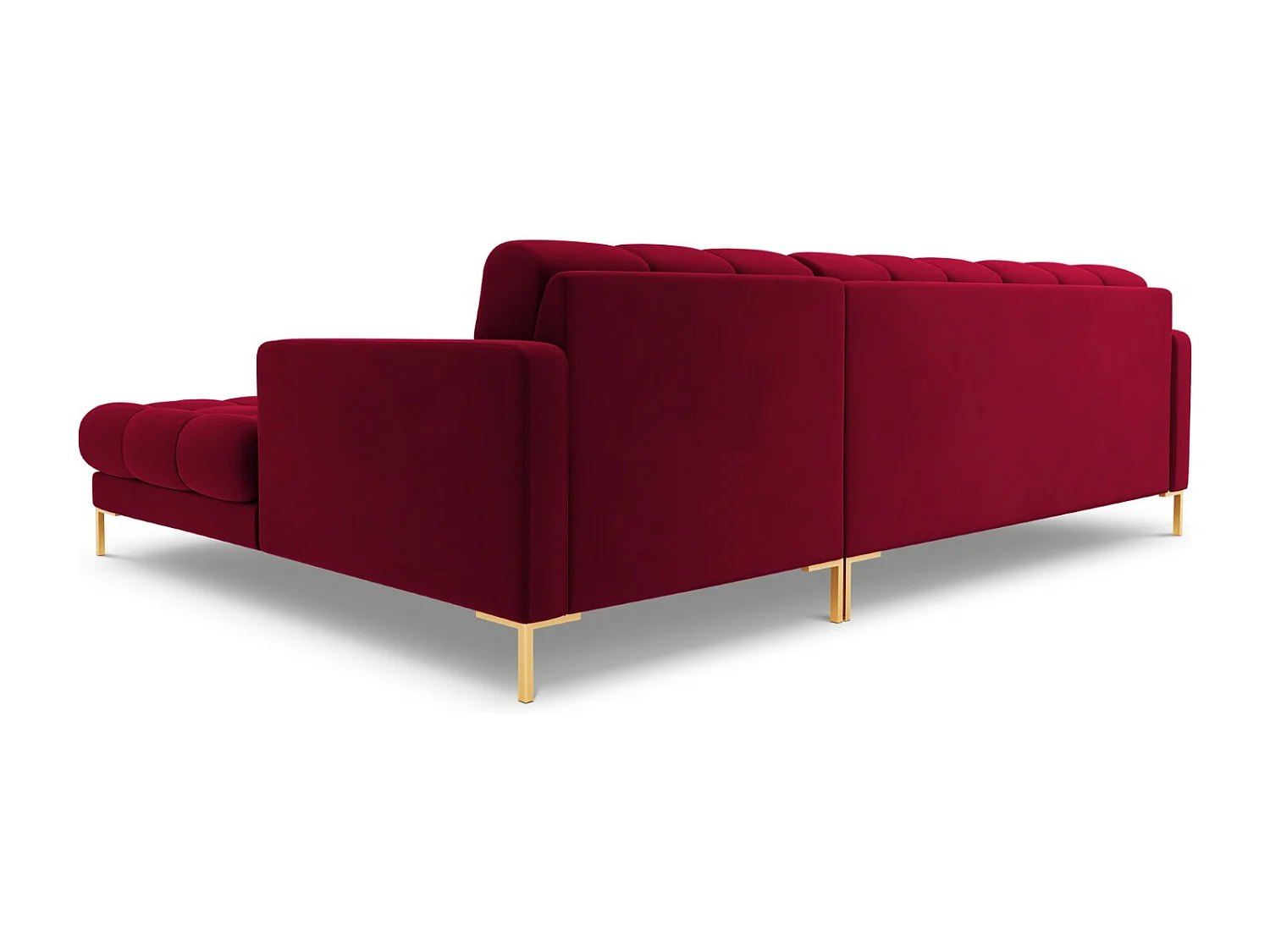 Cosmopolitan Design - Sofá de canto direito "Bali" 5 lugares em veludo vermelho - 293x185x75cm