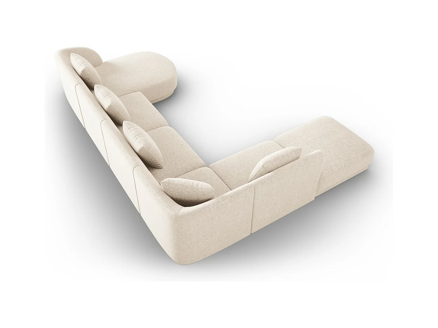 Cosmopolitan Design - Sofá de canto panorâmico à esquerda "Tulum" 6 lugares em tecido chenille bege claro - 330x255x70cm