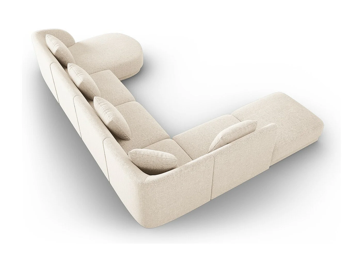 Cosmopolitan Design - Canapé d'angle gauche panoramique "Tulum" 6 places en chenille beige clair - 330x255x70cm