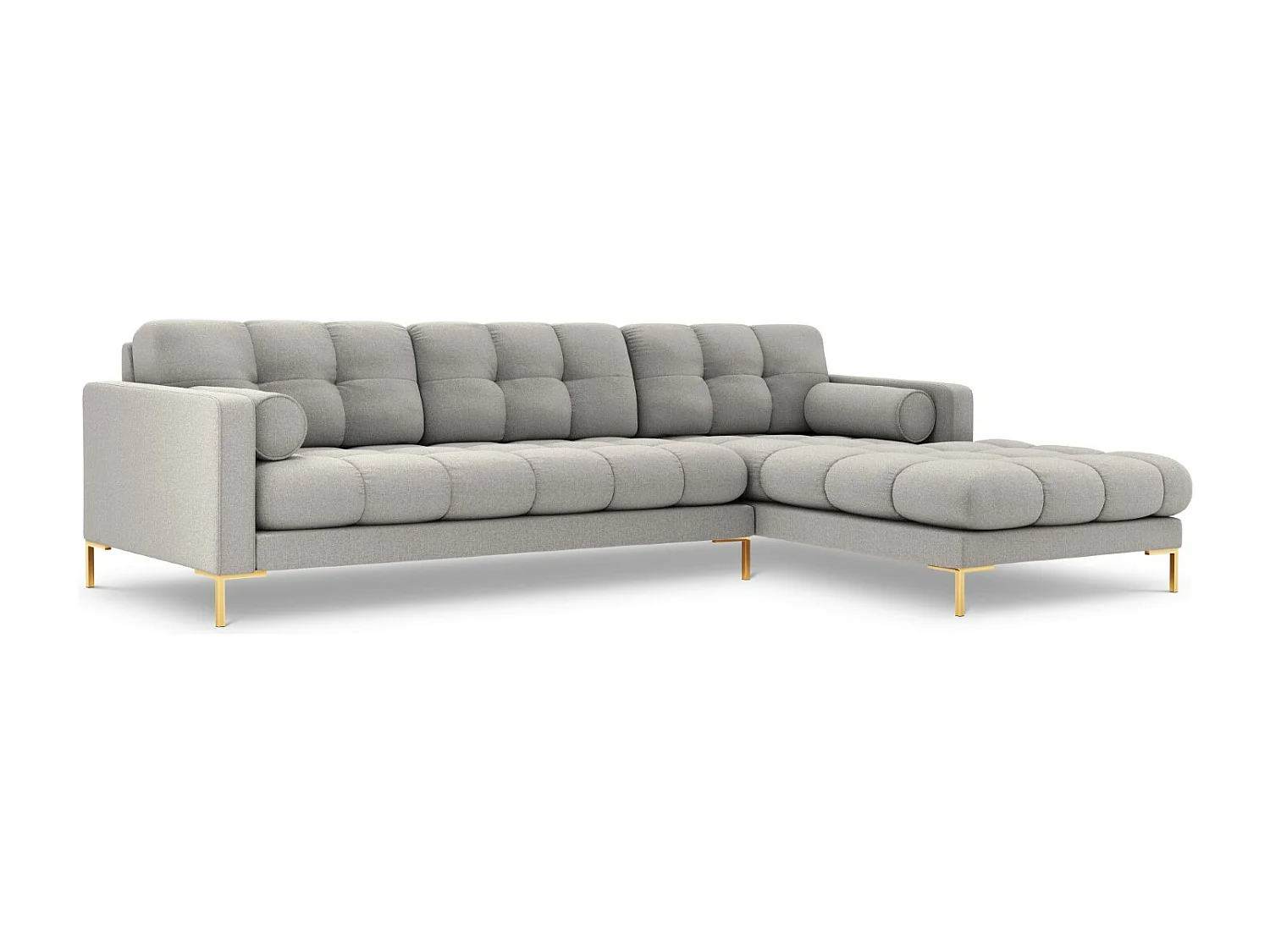 Cosmopolitan Design - 5-Sitzer Ecksofa rechts "Bali" aus strukturiertem Stoff hellgrau - 293x185x75cm