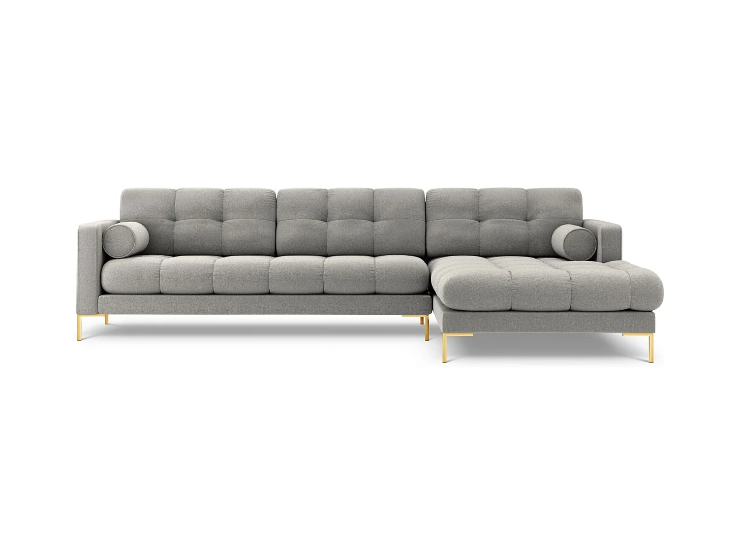 Cosmopolitan Design - Canapé d'angle droit "Bali" 5 places en tissu structurel gris clair - 293x185x75cm
