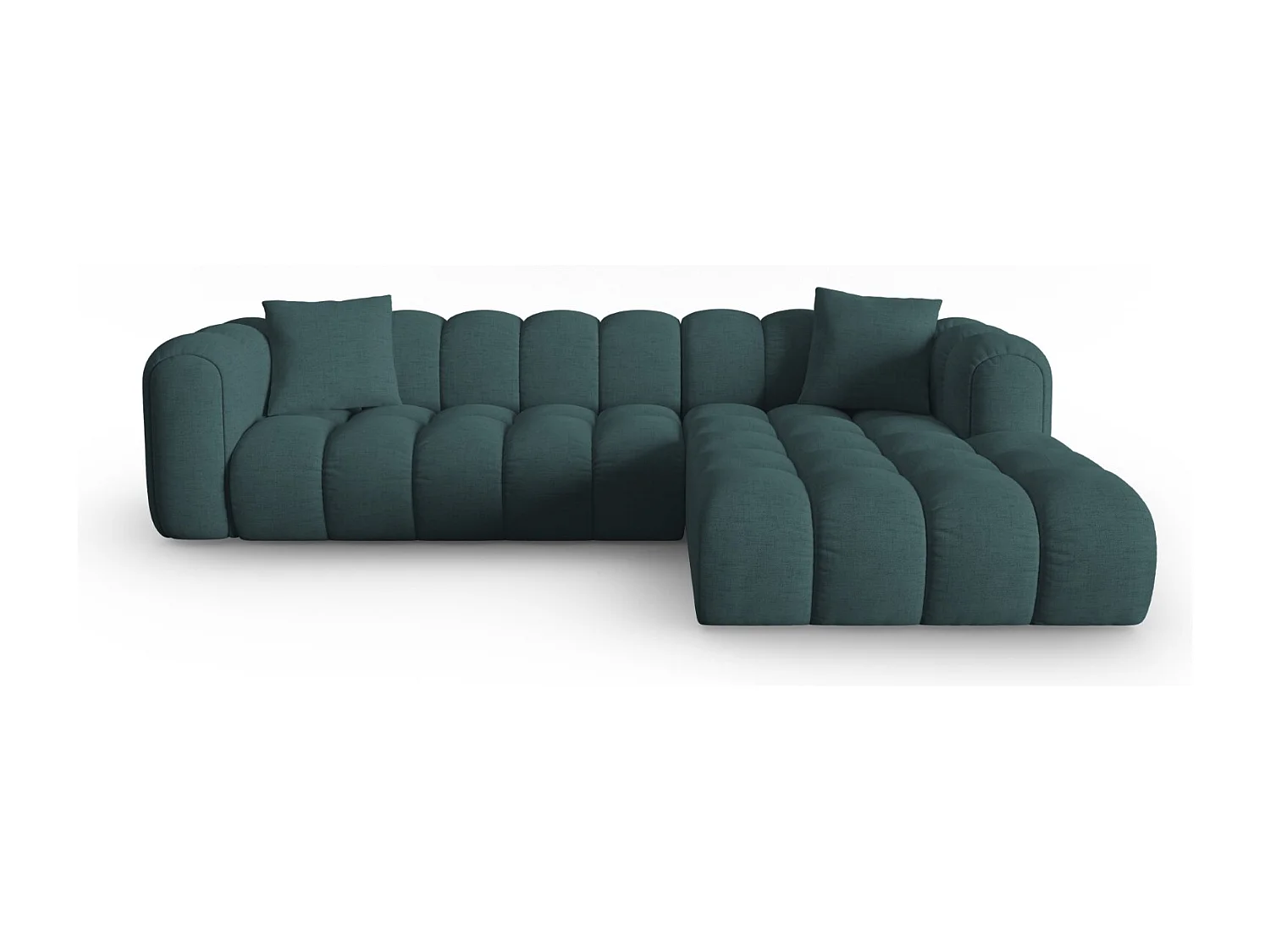 CXL by Christian Lacroix - Modulaire hoekbank rechts "Clotilde" 4 zitplaatsen, Structurele stof, Turkoois - 306x190x70cm