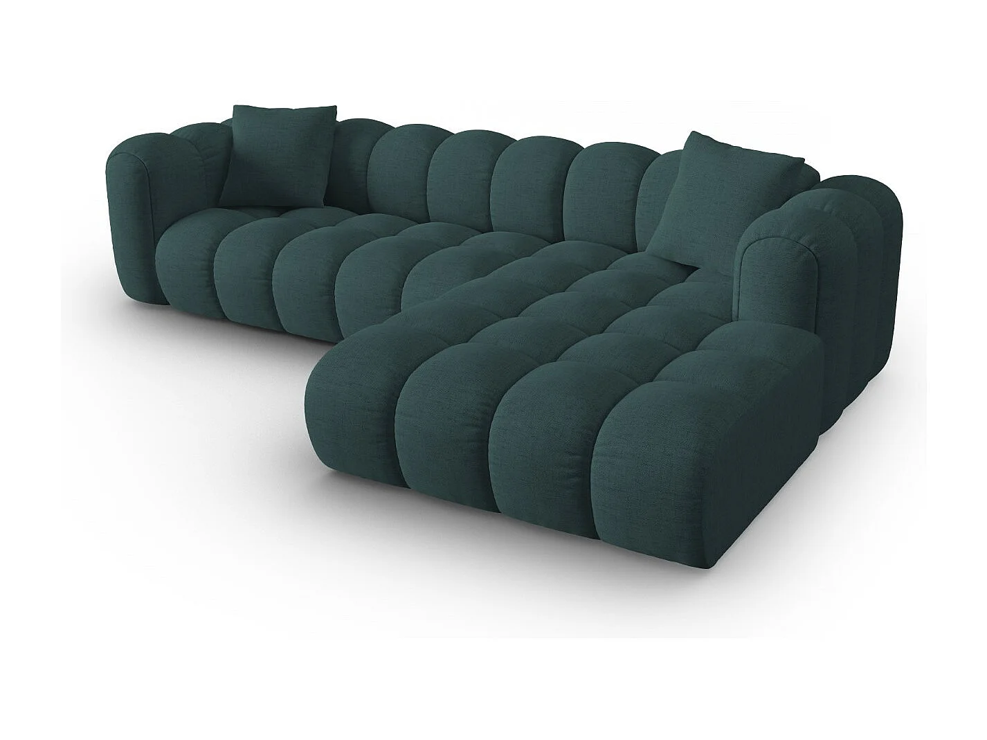 CXL by Christian Lacroix - Modulaire hoekbank rechts "Clotilde" 4 zitplaatsen, Structurele stof, Turkoois - 306x190x70cm