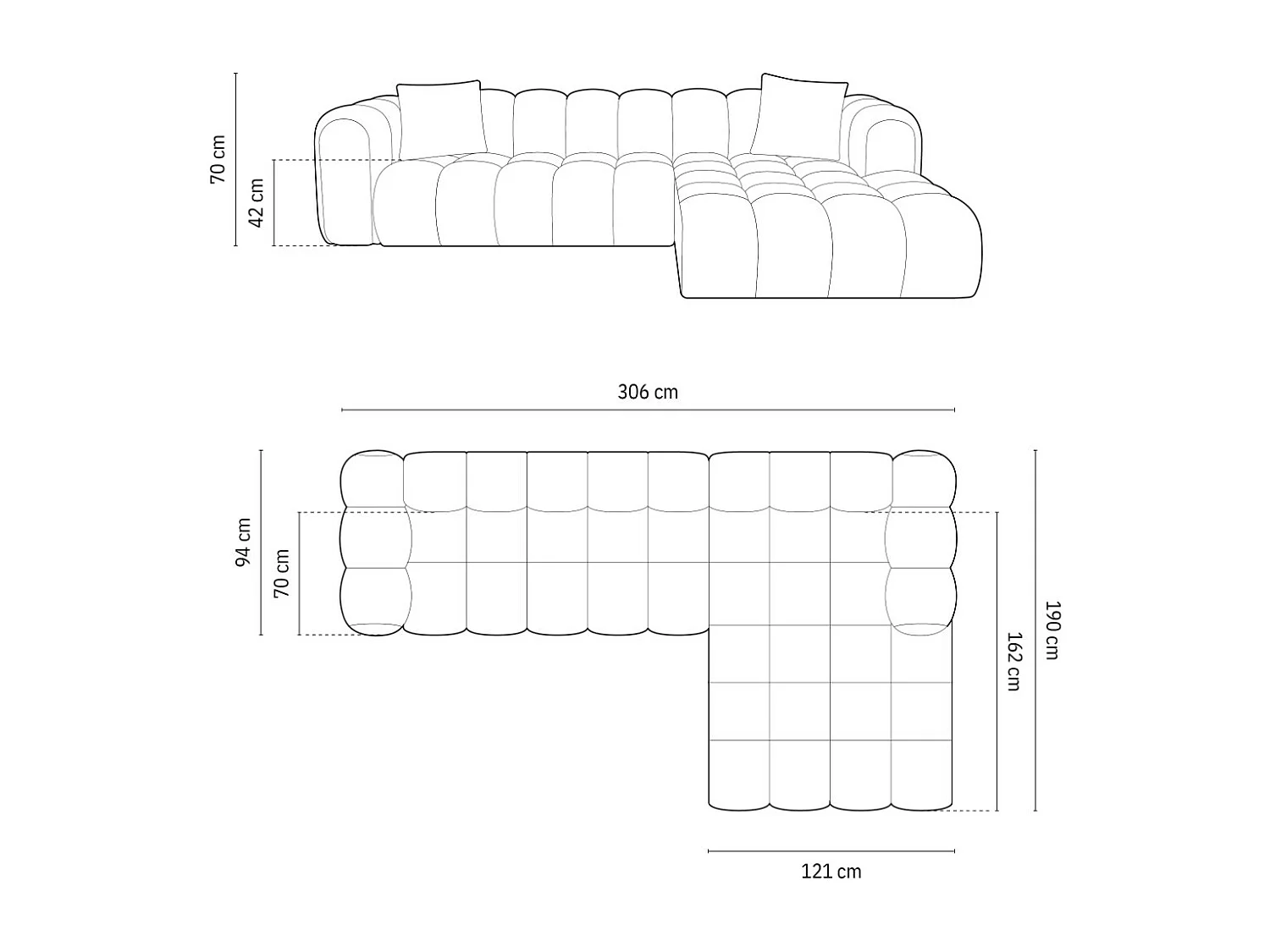 CXL by Christian Lacroix - Modulaire hoekbank rechts "Clotilde" 4 zitplaatsen, Structurele stof, Turkoois - 306x190x70cm