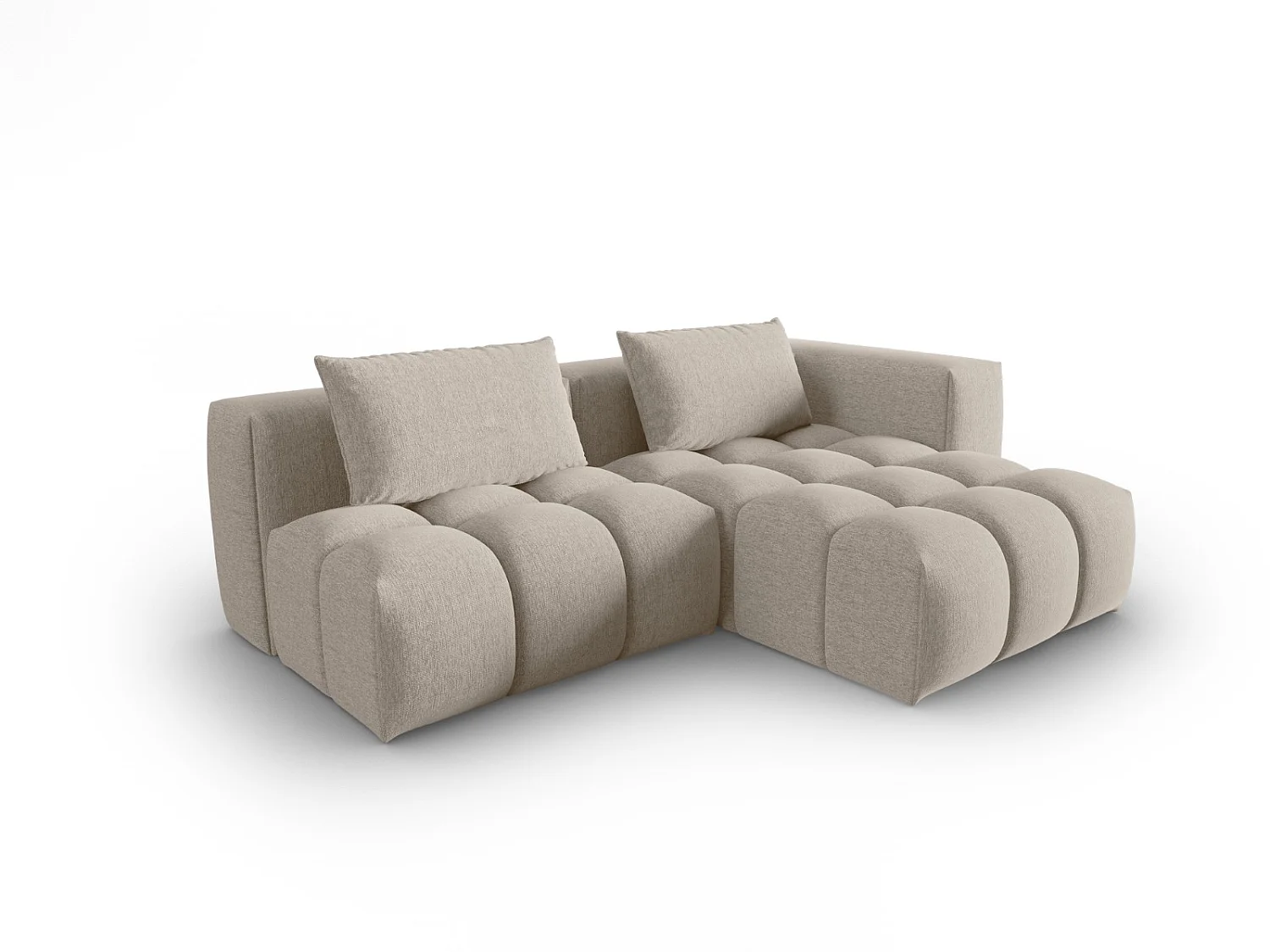 CXL by Christian Lacroix - Sofá modular de canto direito "Lorella" 3 lugares em tecido estrutural areia - 205x145x70cm