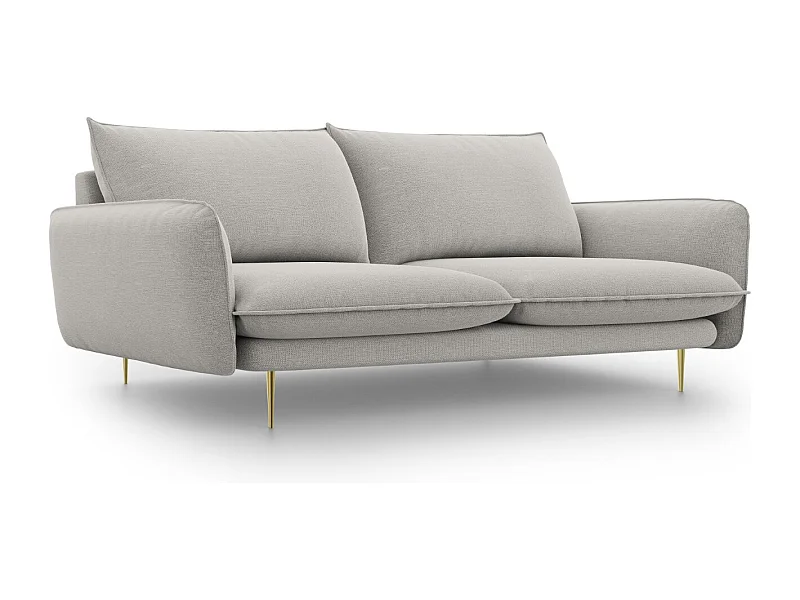 Cosmopolitan Design - 3-Sitzer Sofa "Vienna" aus strukturiertem Stoff hellgrau - 200x92x95cm