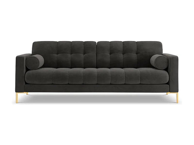 Cosmopolitan Design - 4-Sitzer Sofa "Bali" aus Samt dunkelgrau - 217x92x75cm