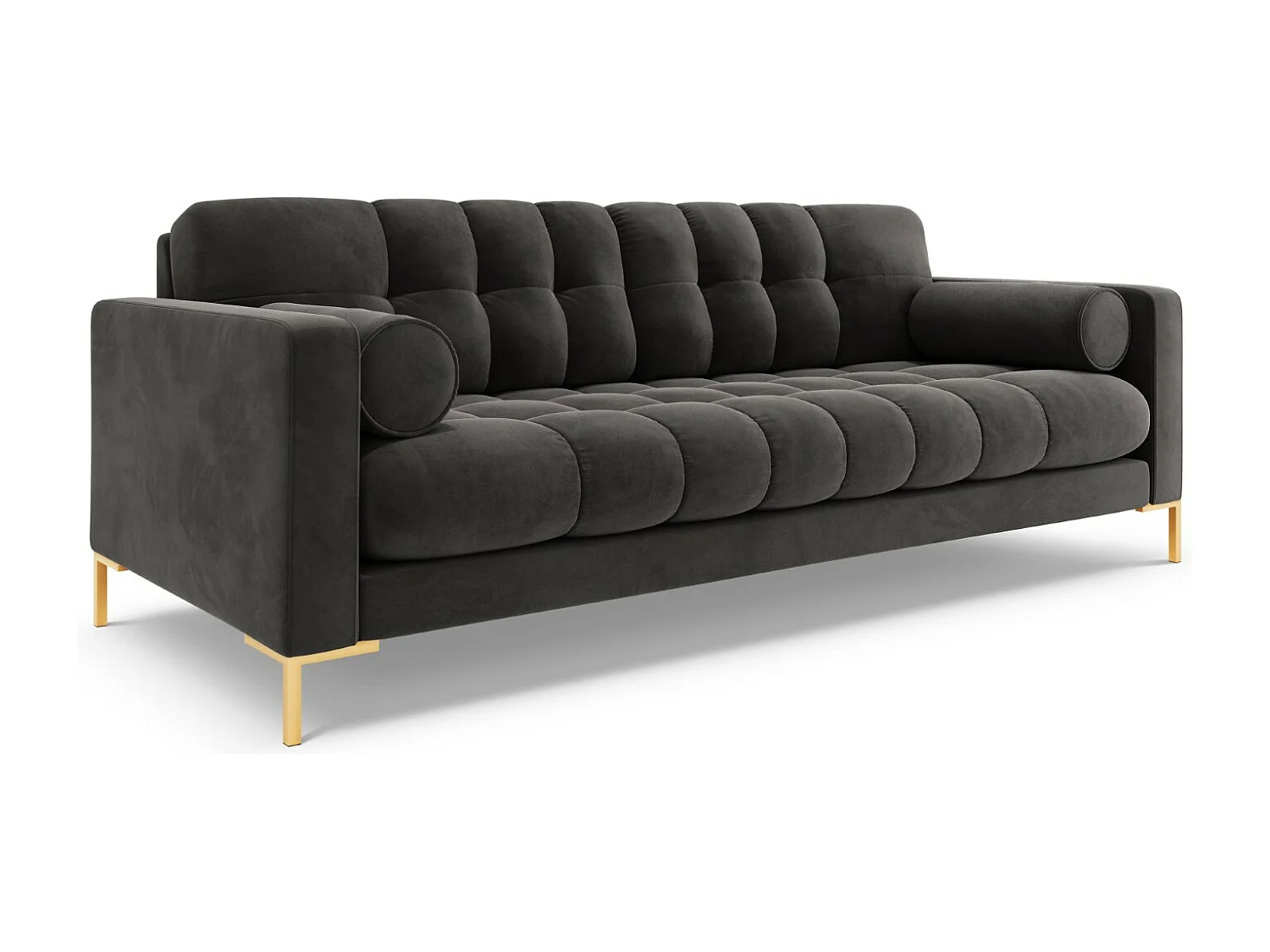 Cosmopolitan Design - Sofa, "Bali" 4 miejsca welur, szary ciemny - 217x92x75cm