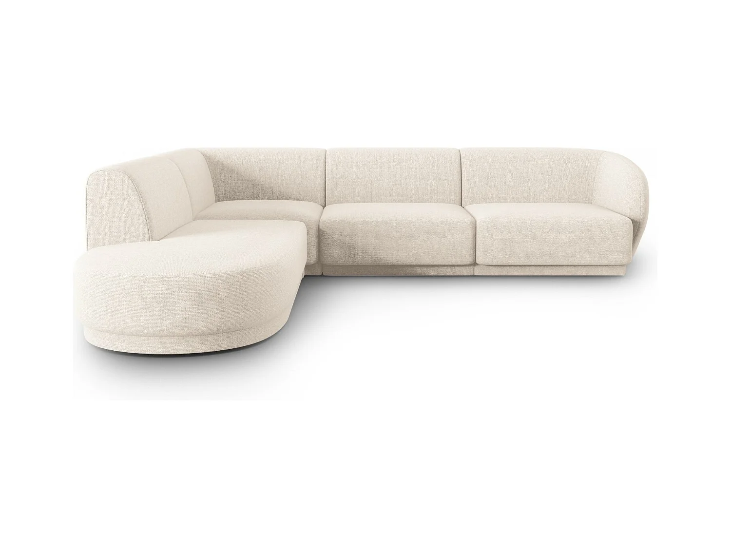 CXL by Christian Lacroix - Canapé d'angle gauche "Lionel" 5 places en chenille beige clair mélange - 265x232x74cm