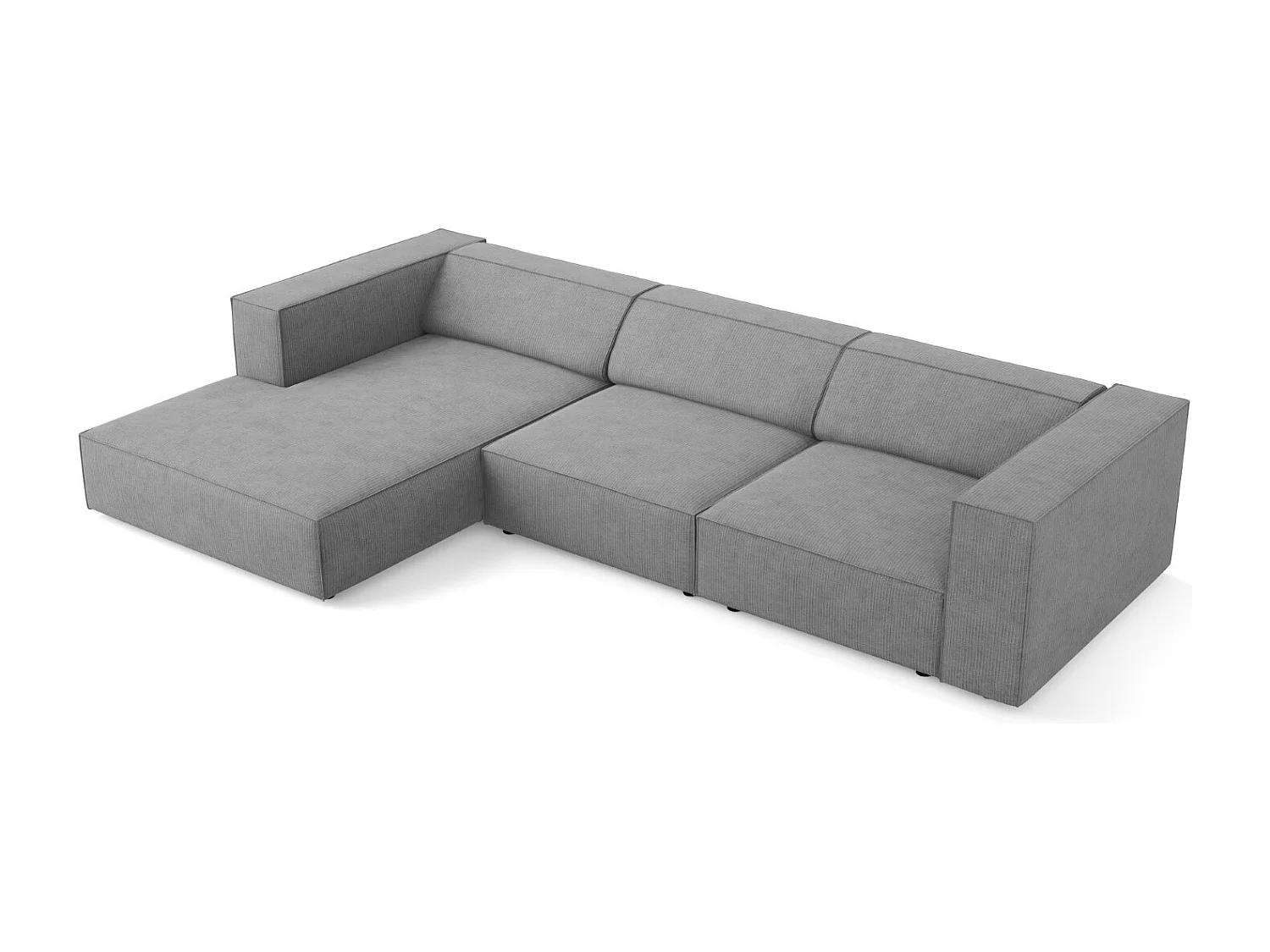 Cosmopolitan Design - 4-Sitzer Ecksofa links "Arendal" aus Chenille-Stoff mit Rippeneffekt dunkelgrau - 284x166x70cm