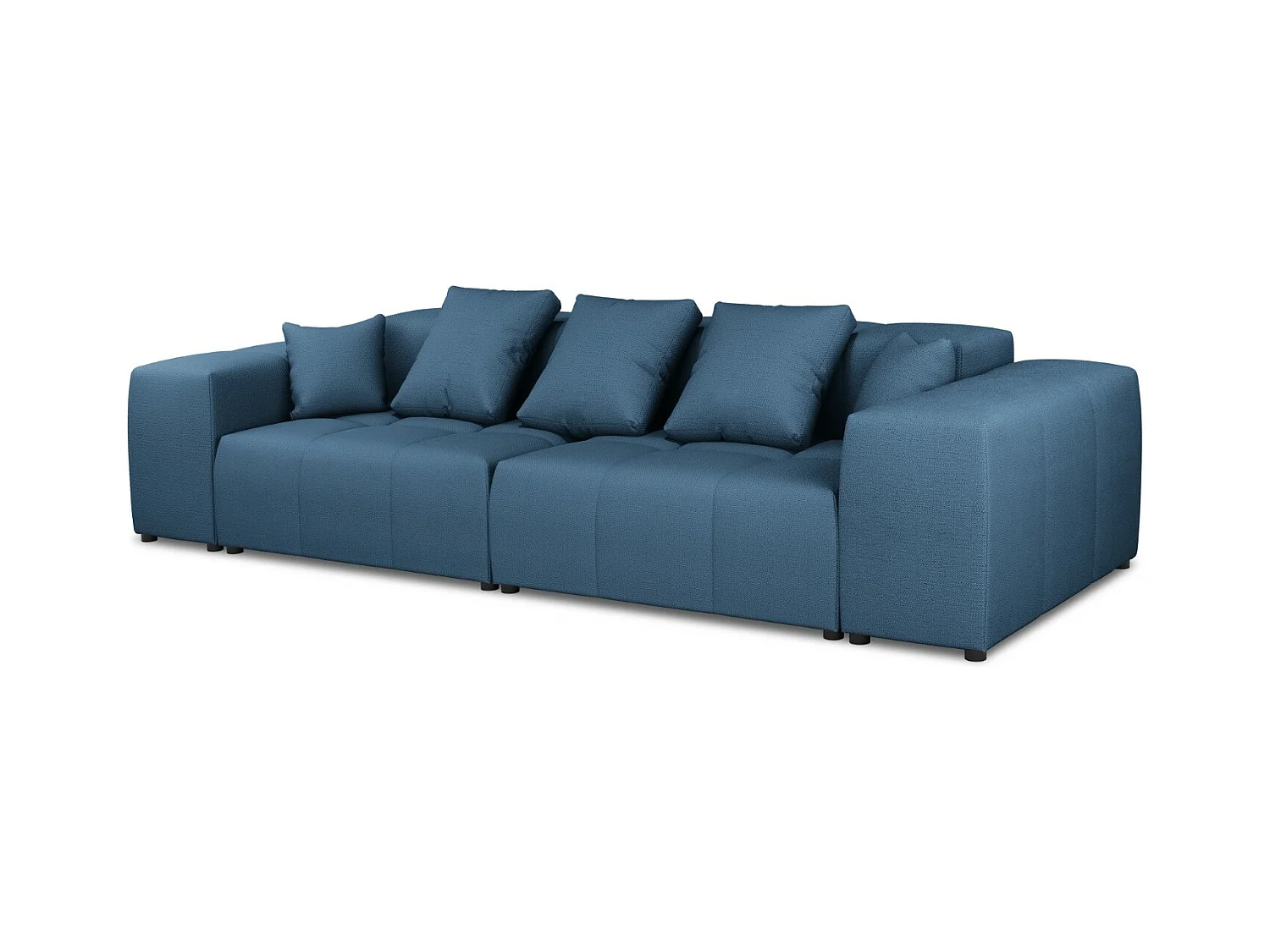Cosmopolitan Design - Canapé modulable "Rome" 3 places en tissu structurel bleu foncé - 320x120x75cm