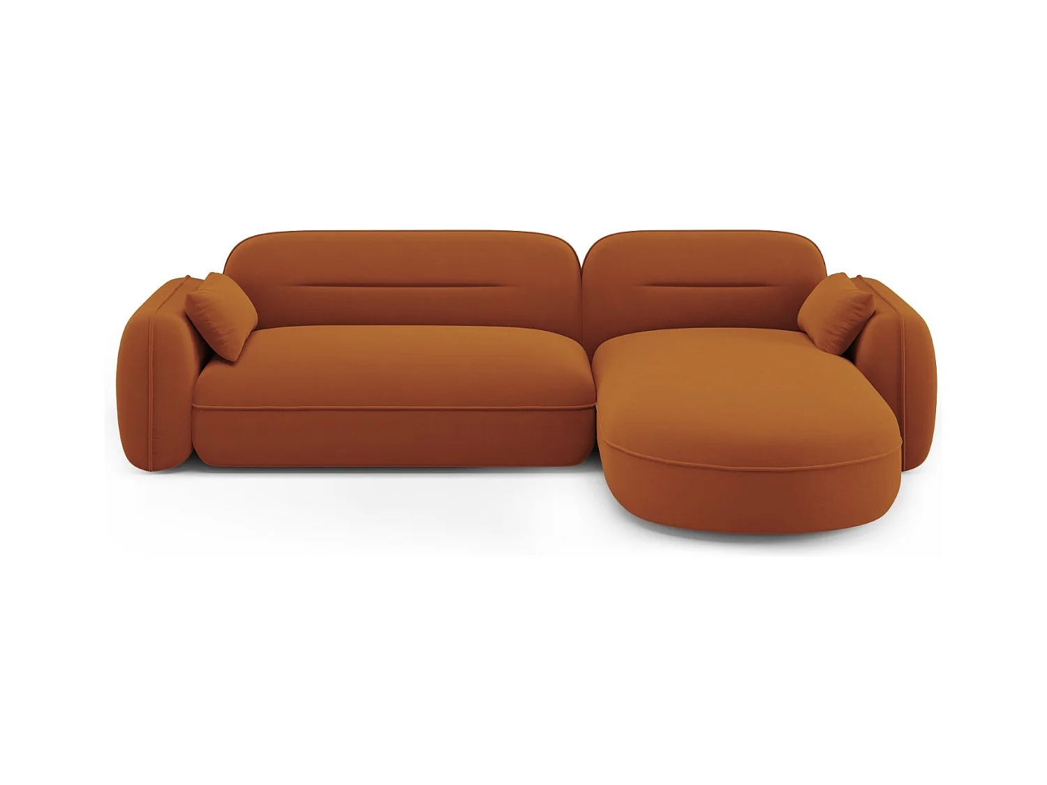 Cosmopolitan Design - Canapé d'angle droit modulable "Sydney" 4 places en velours terracotta - 275x165x70cm