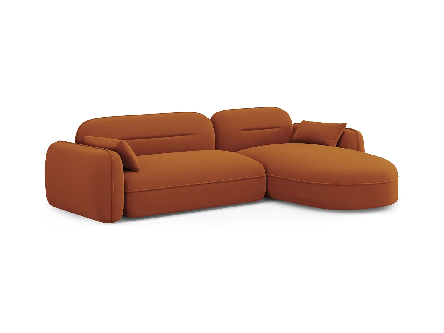 Cosmopolitan Design - Canapé d'angle droit modulable "Sydney" 4 places en velours terracotta - 275x165x70cm