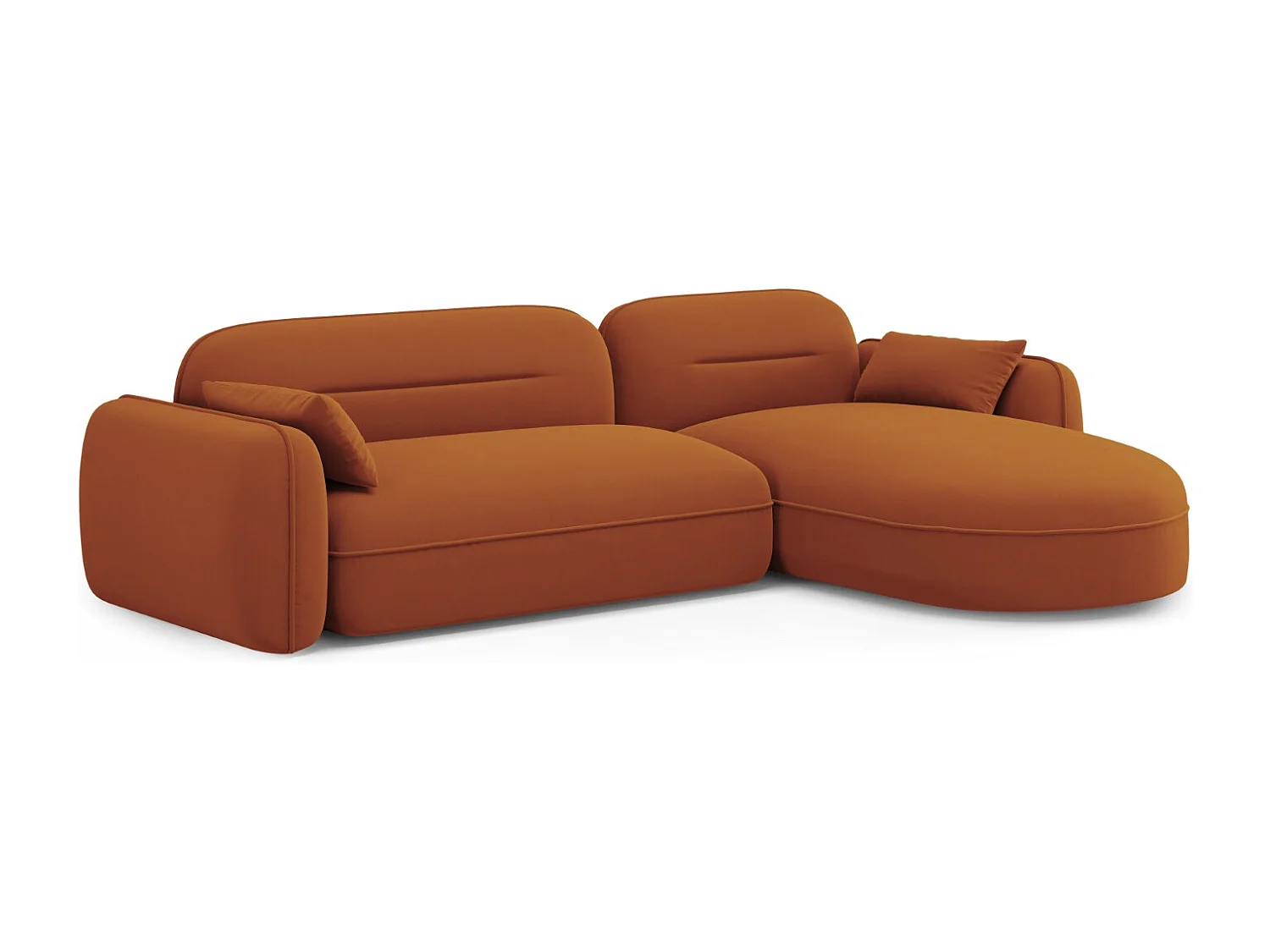 Cosmopolitan Design - Canapé d'angle droit modulable "Sydney" 4 places en velours terracotta - 275x165x70cm