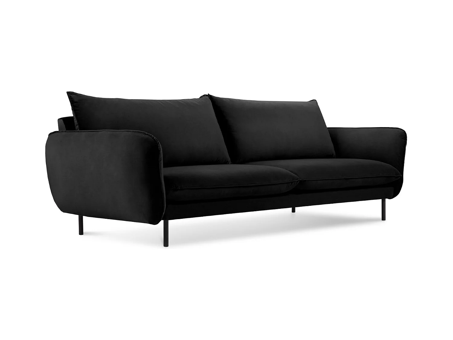Cosmopolitan Design - Canapé "Vienna" 4 places en velours noir - 230x92x95cm