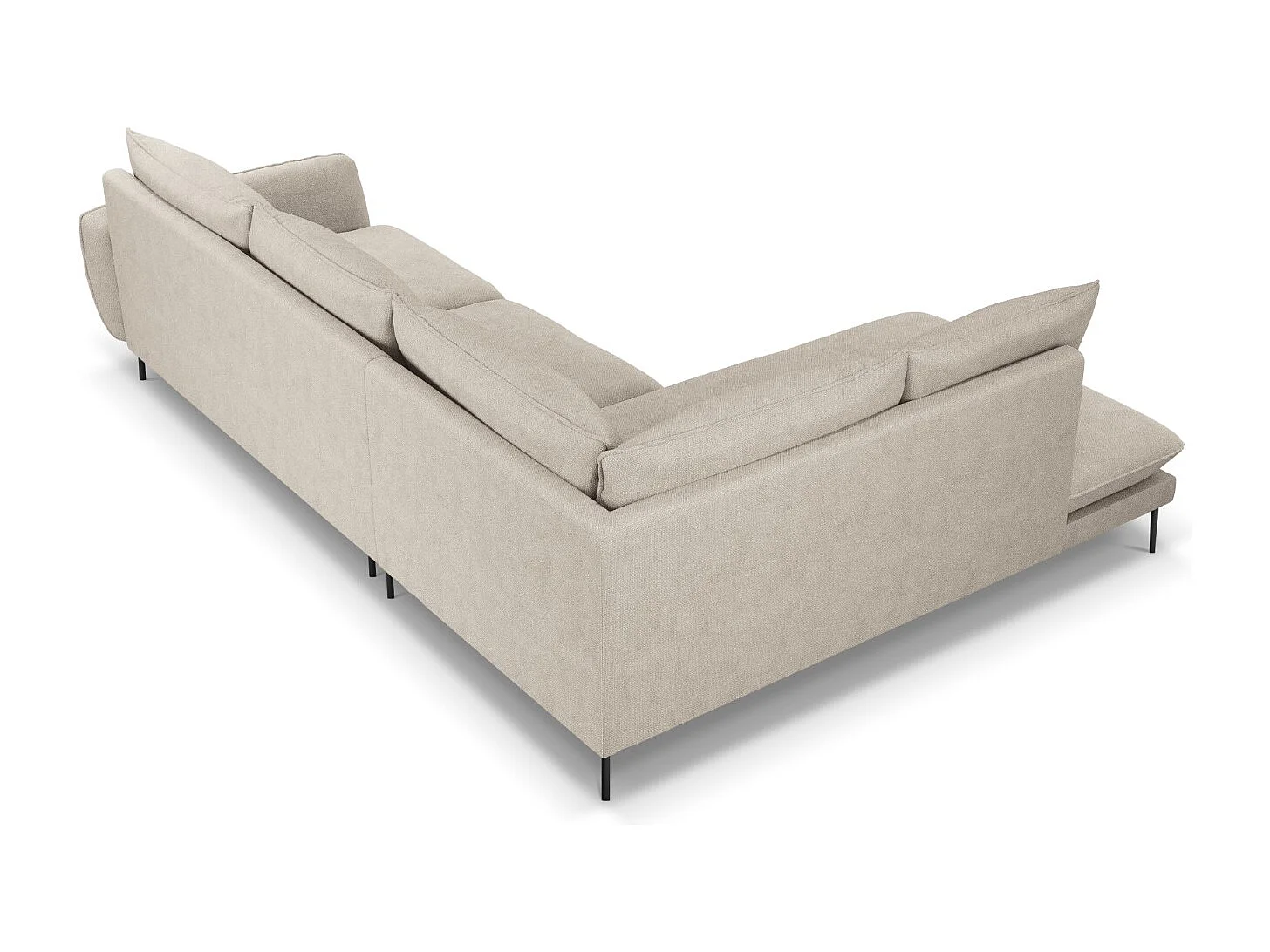 Cosmopolitan Design - Sofá esquinero izquierdo "Vienna" 6 plazas de tejido estructural beige claro - 275x185x95cm