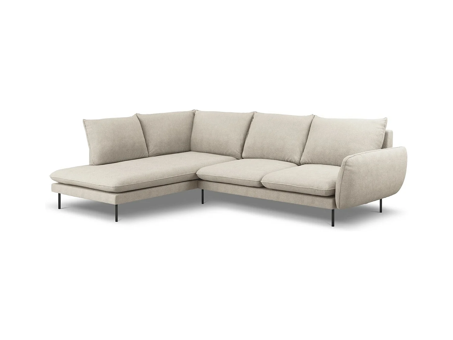 Cosmopolitan Design - Linker hoekbank "Vienna" 6 zitplaatsen, Structurele stof, Lichtbeige - 275x185x95cm