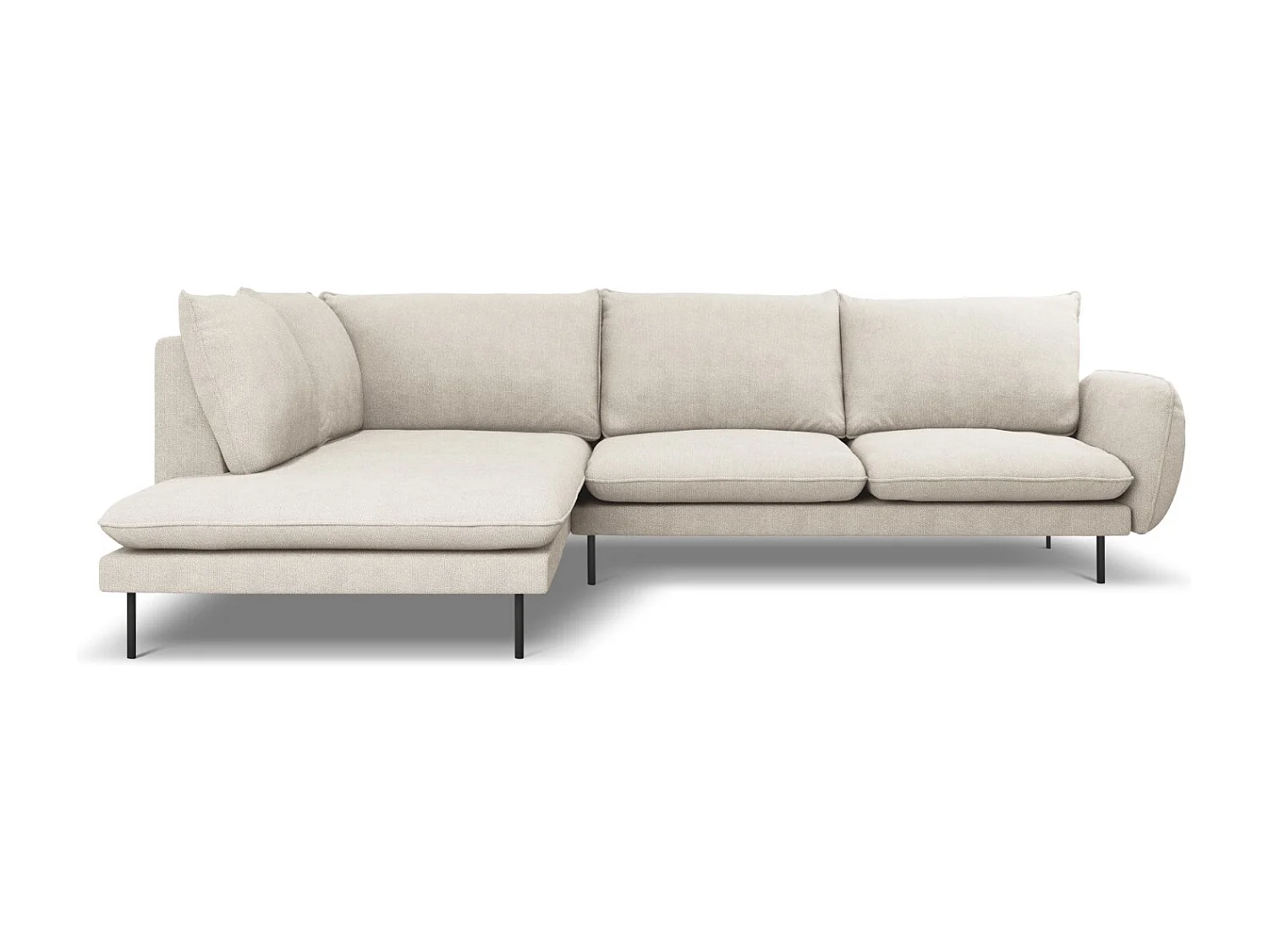 Cosmopolitan Design - Sofá esquinero izquierdo "Vienna" 6 plazas de tejido estructural beige claro - 275x185x95cm