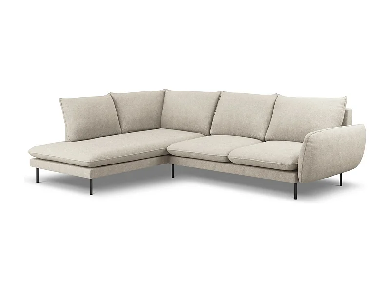 Cosmopolitan Design - Sofá de canto esquerdo "Vienna" 6 lugares em tecido estrutural bege claro - 275x185x95cm