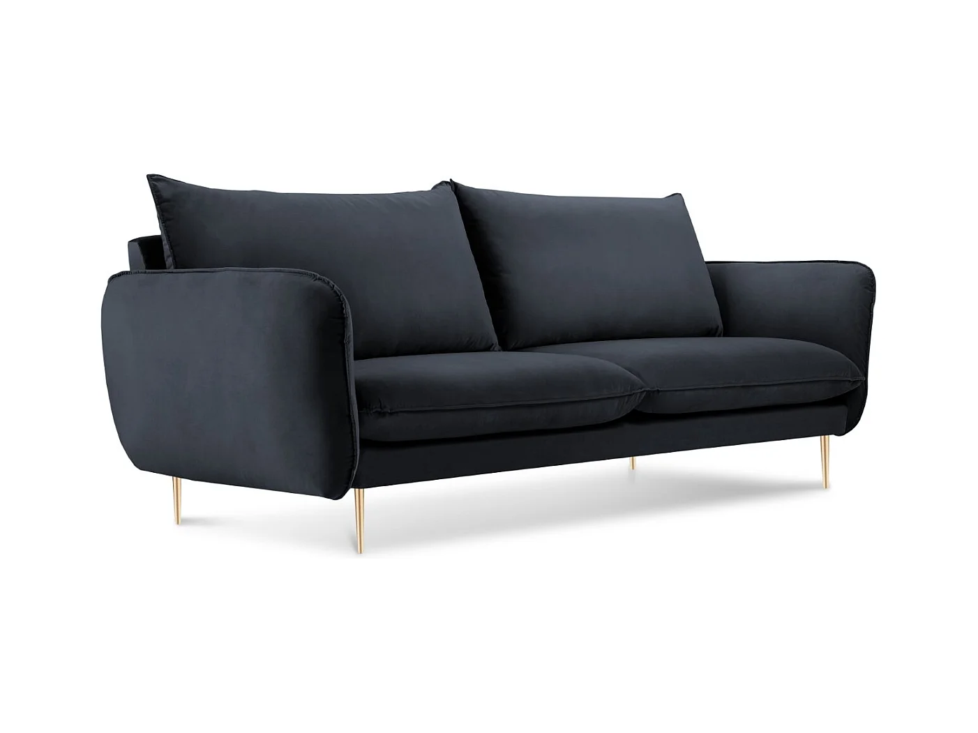 Cosmopolitan Design - Canapé "Vienna" 2 places en velours bleu foncé - 160x92x95cm