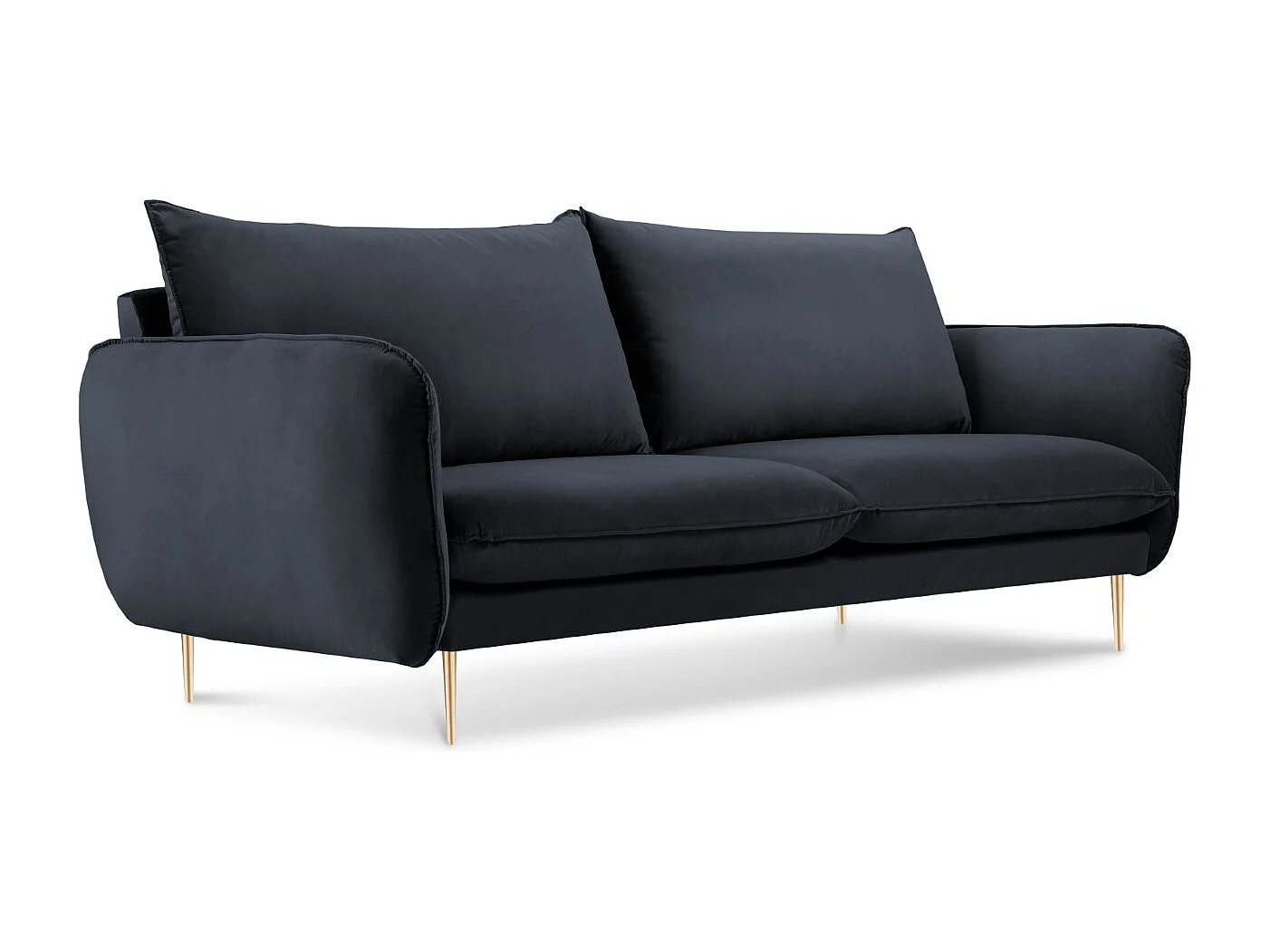 Cosmopolitan Design - 2-Sitzer Sofa "Vienna" aus Samt dunkelblau - 160x92x95cm