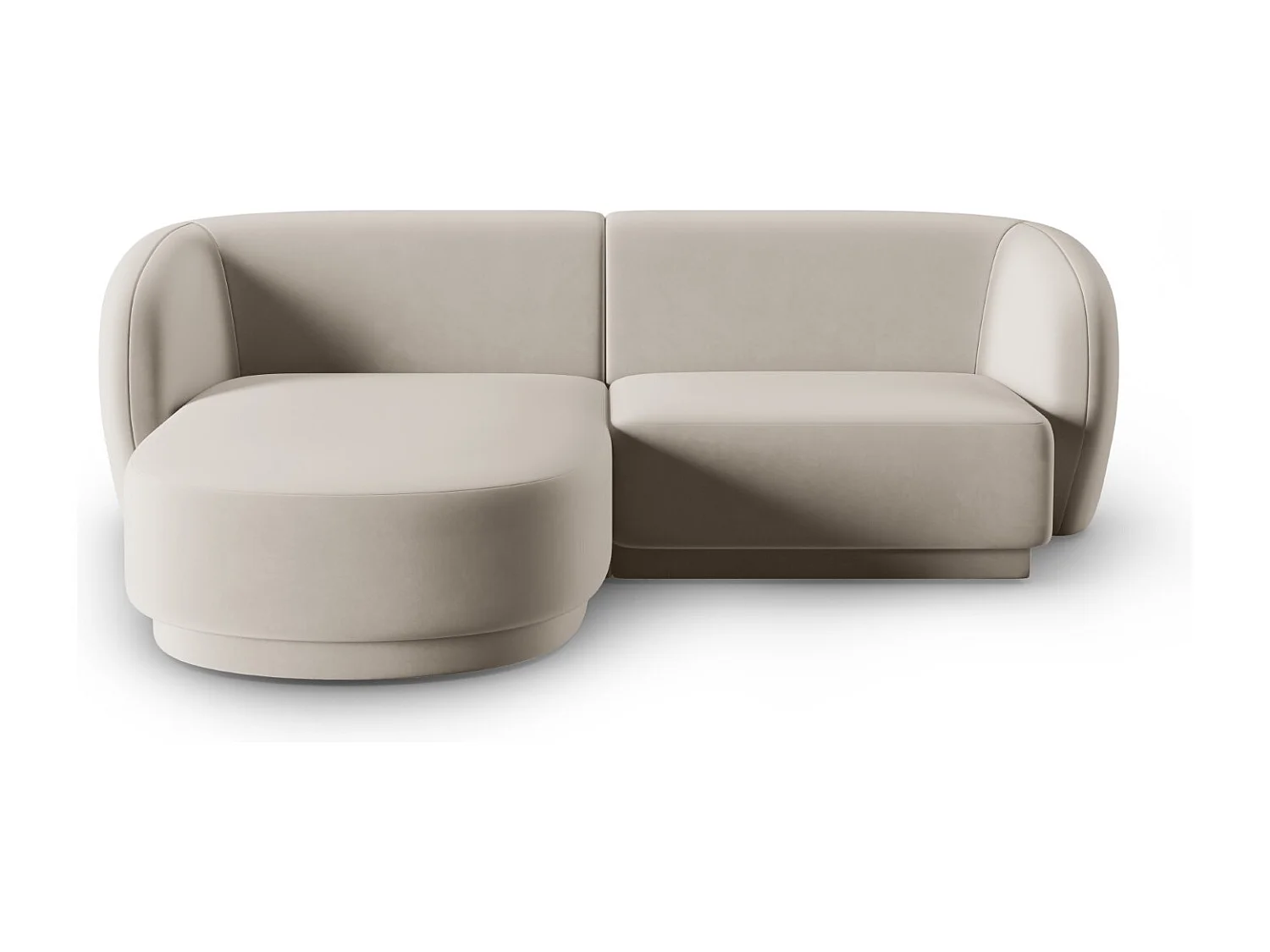 CXL by Christian Lacroix - Canapé d'angle gauche modulable "Lionel" 3 places en velours beige - 188x155x74cm